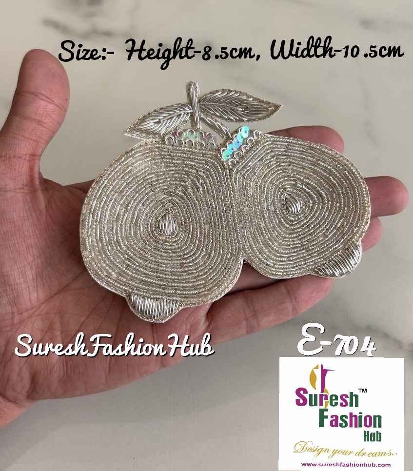 Embellished Cherry like Handmade Patches- Silver Gold Color Size 8.5*10.5 cms