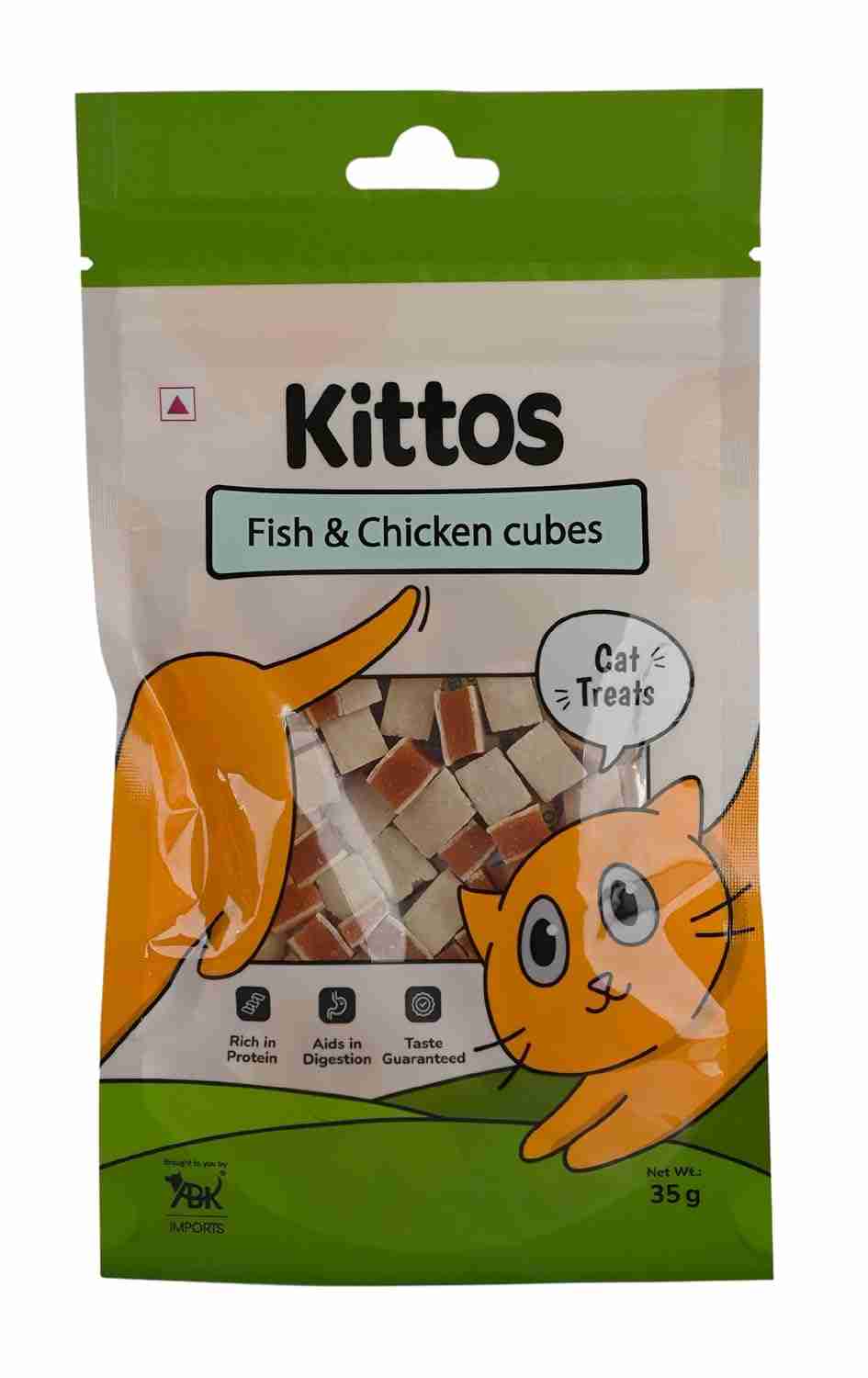 Kittos Fish Chicken Cubes Cat Treats, 35 g