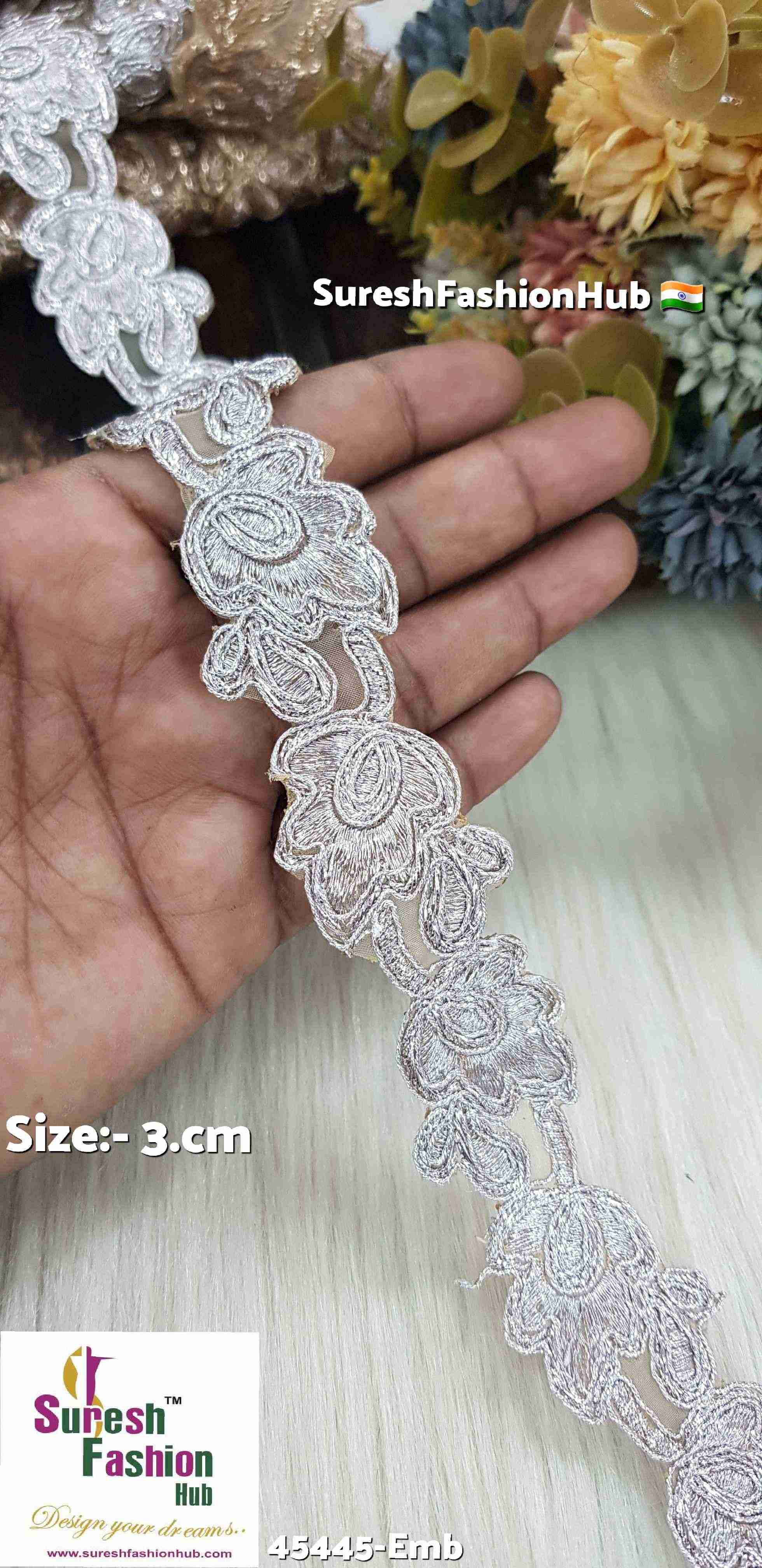 Cutwork Zari Dori Water Silver Organza Lace