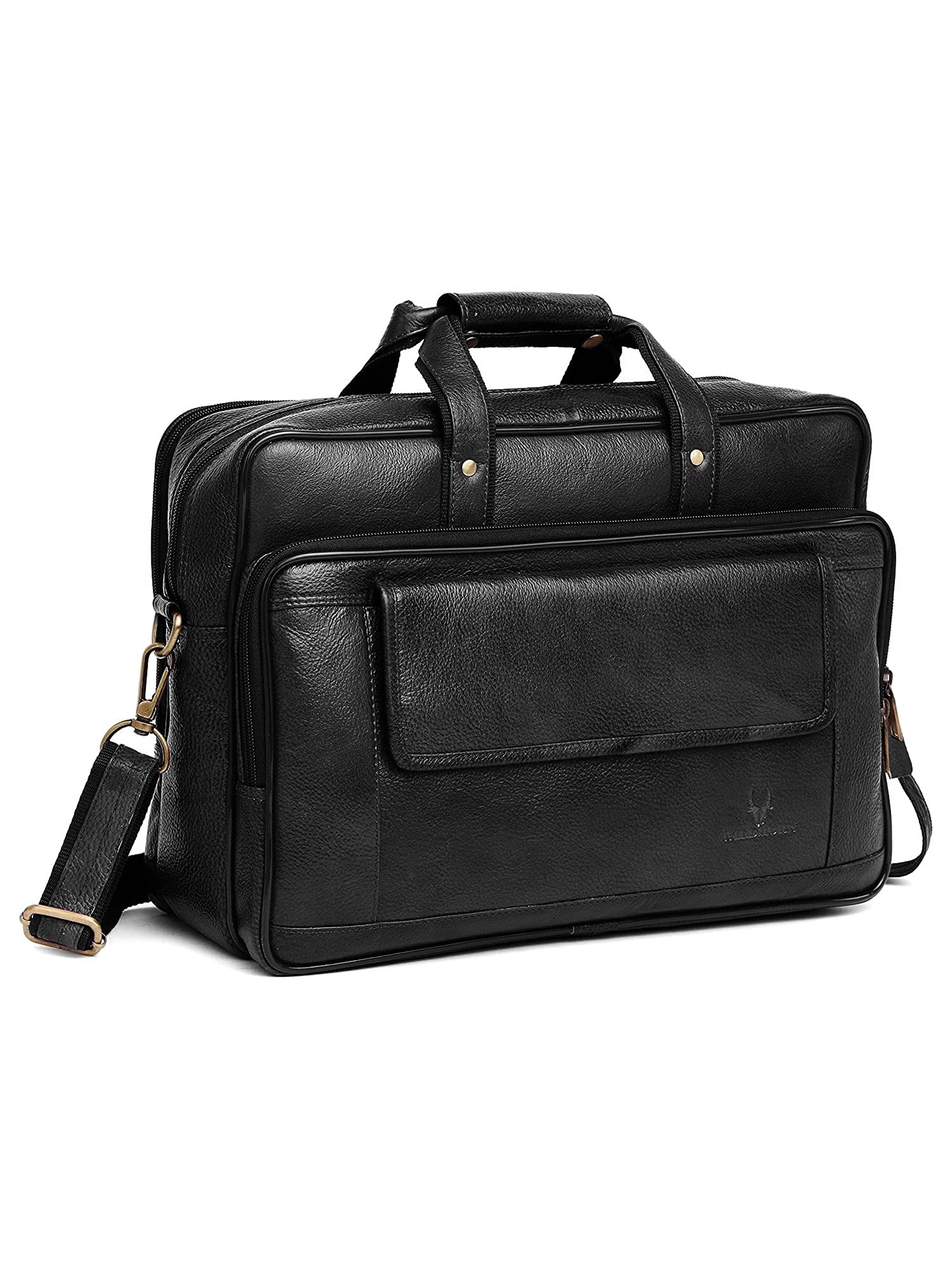 WildHorn | WildHorn 100% Genuine Classic Leather Black Laptop Bag for Men 1