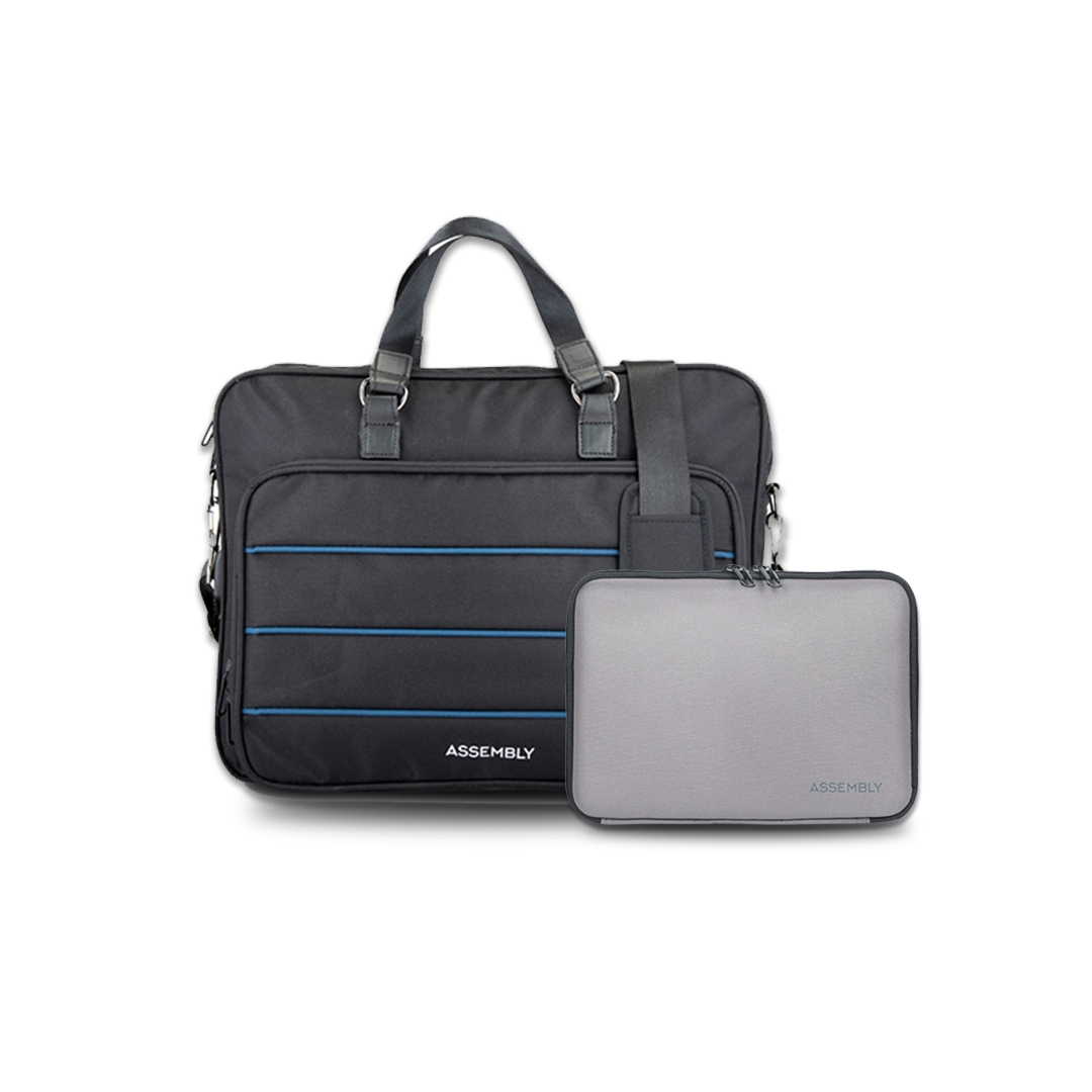 Combo: Black Messenger Laptop Bag with Gadget Organiser Tech Kit
