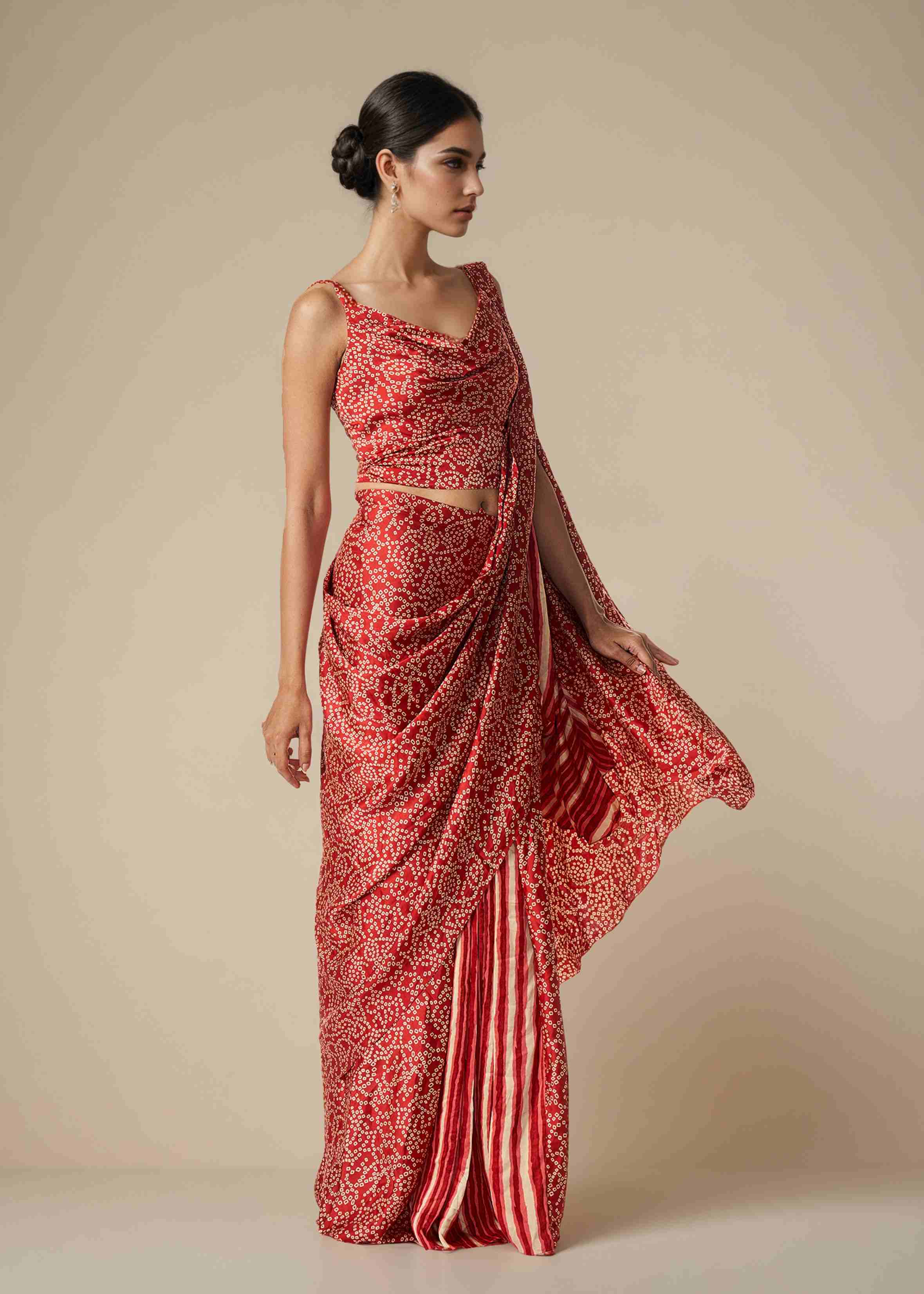 Maroon Draped Saree