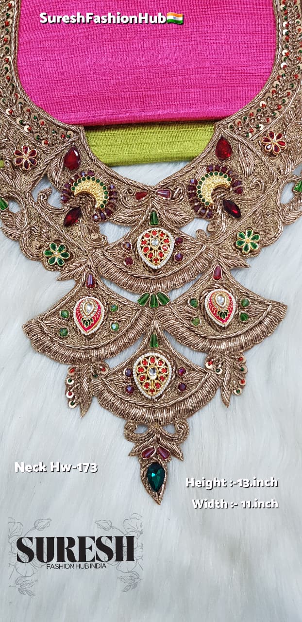 Matt Gold Royal Meenakari Zardosi Neck – HW Neck 173