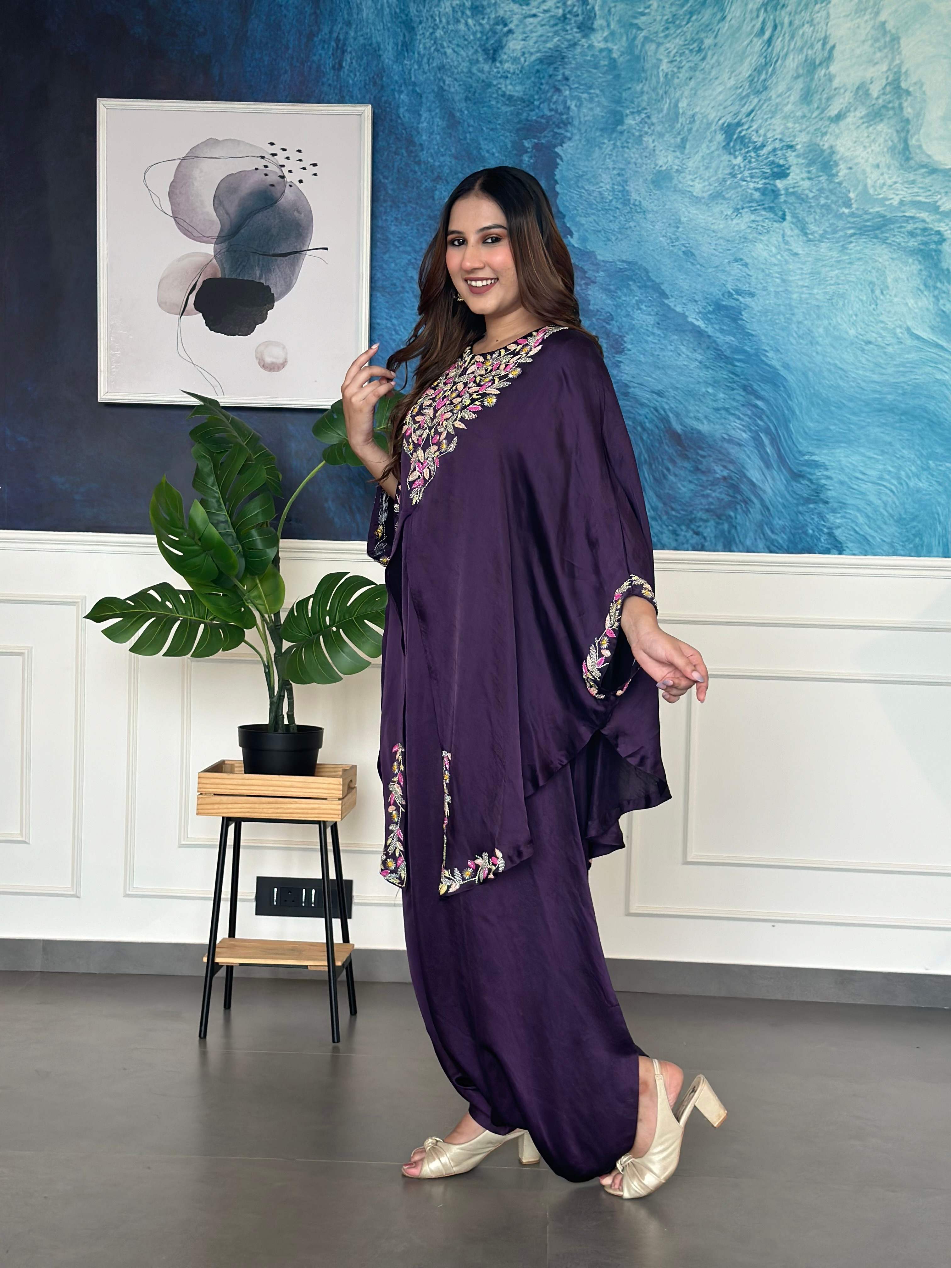 Violet Dhoti Style Layered Jumpsuit