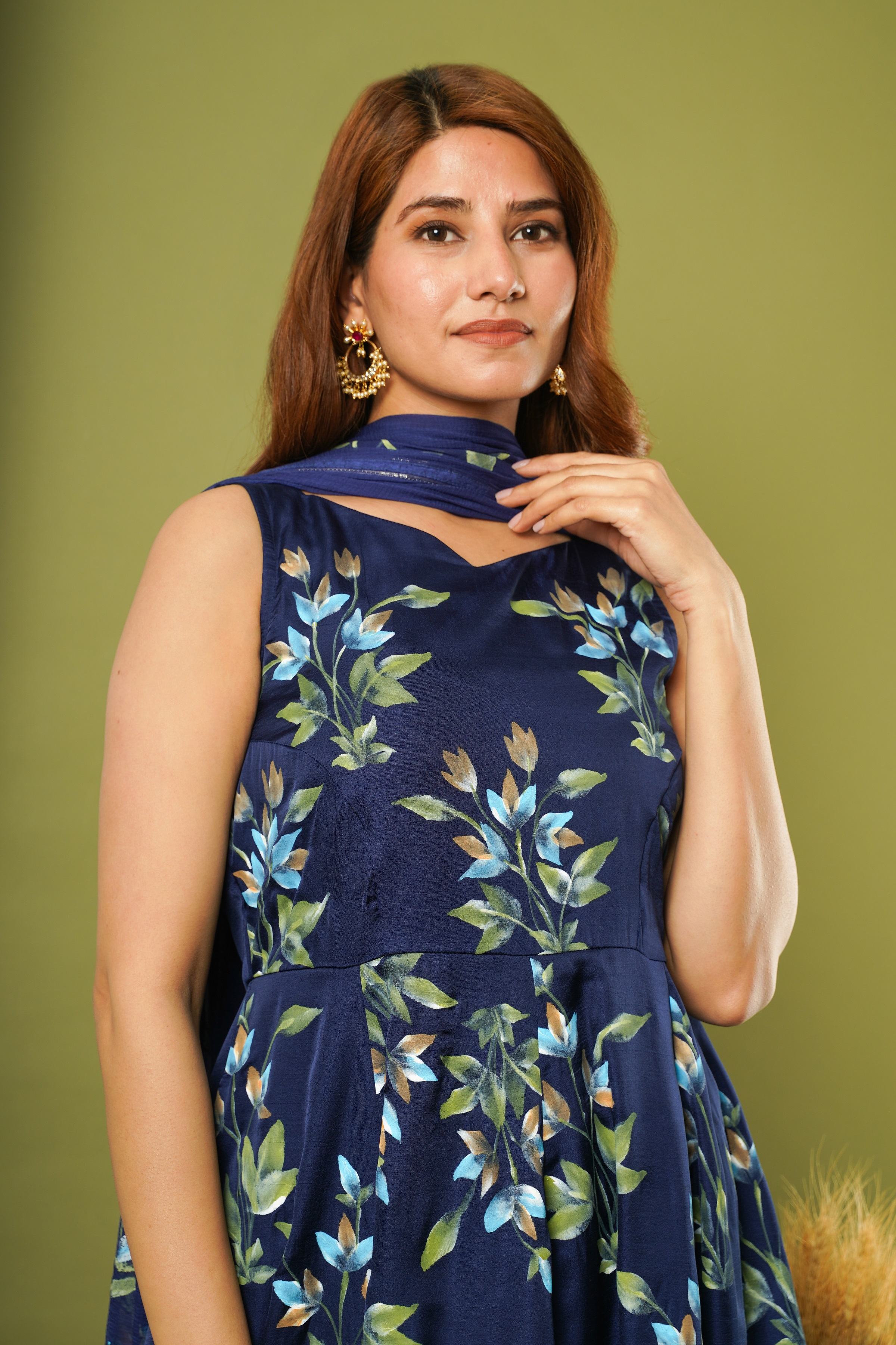BLUE HAND PAINTED KURTA SET