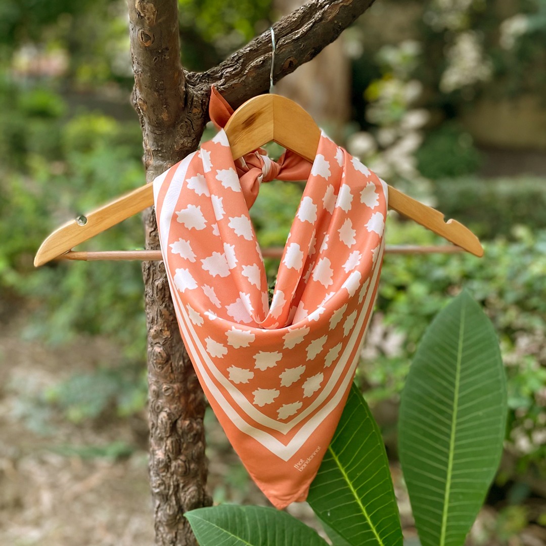 Carrot orange floral print bandanna