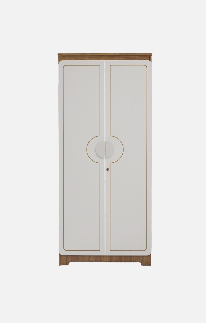 NEUDOT Astona Delight 2 Door Wardrobe - Leon Teak Finish | Space & Clothes Organizer | Cupboard | Almari |Wardrobe |Living Room| Adult & Kids | 1 Year Warranty