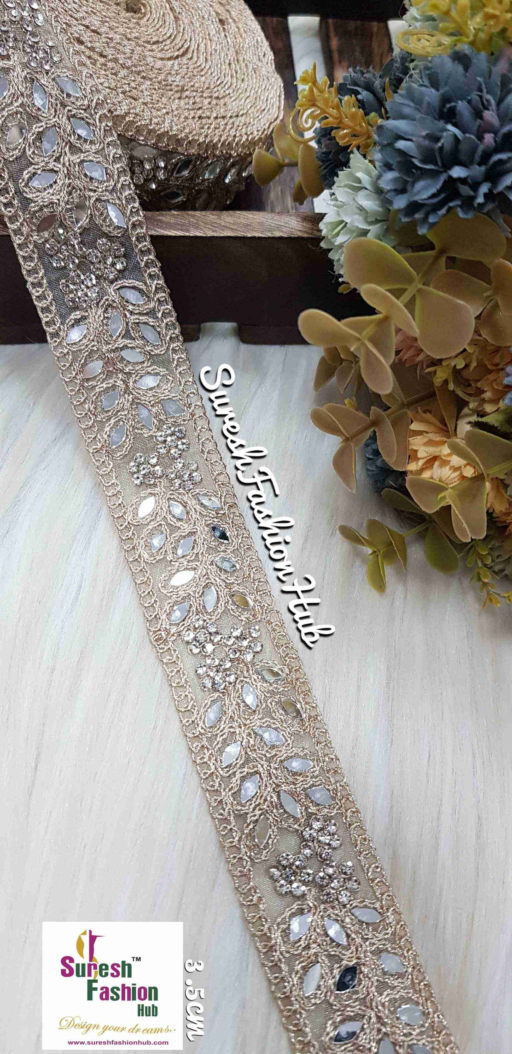 Radiant Net Kasti Mirror and Jharkand Jari Lace