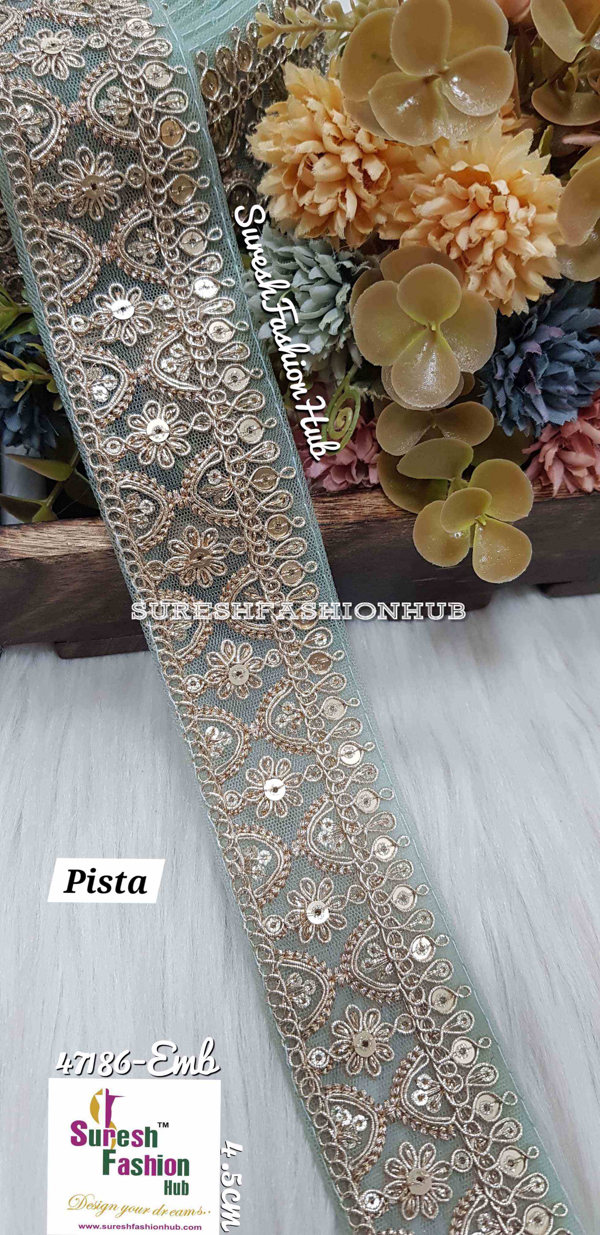 Pista Floral Pearl Embroidery Lace