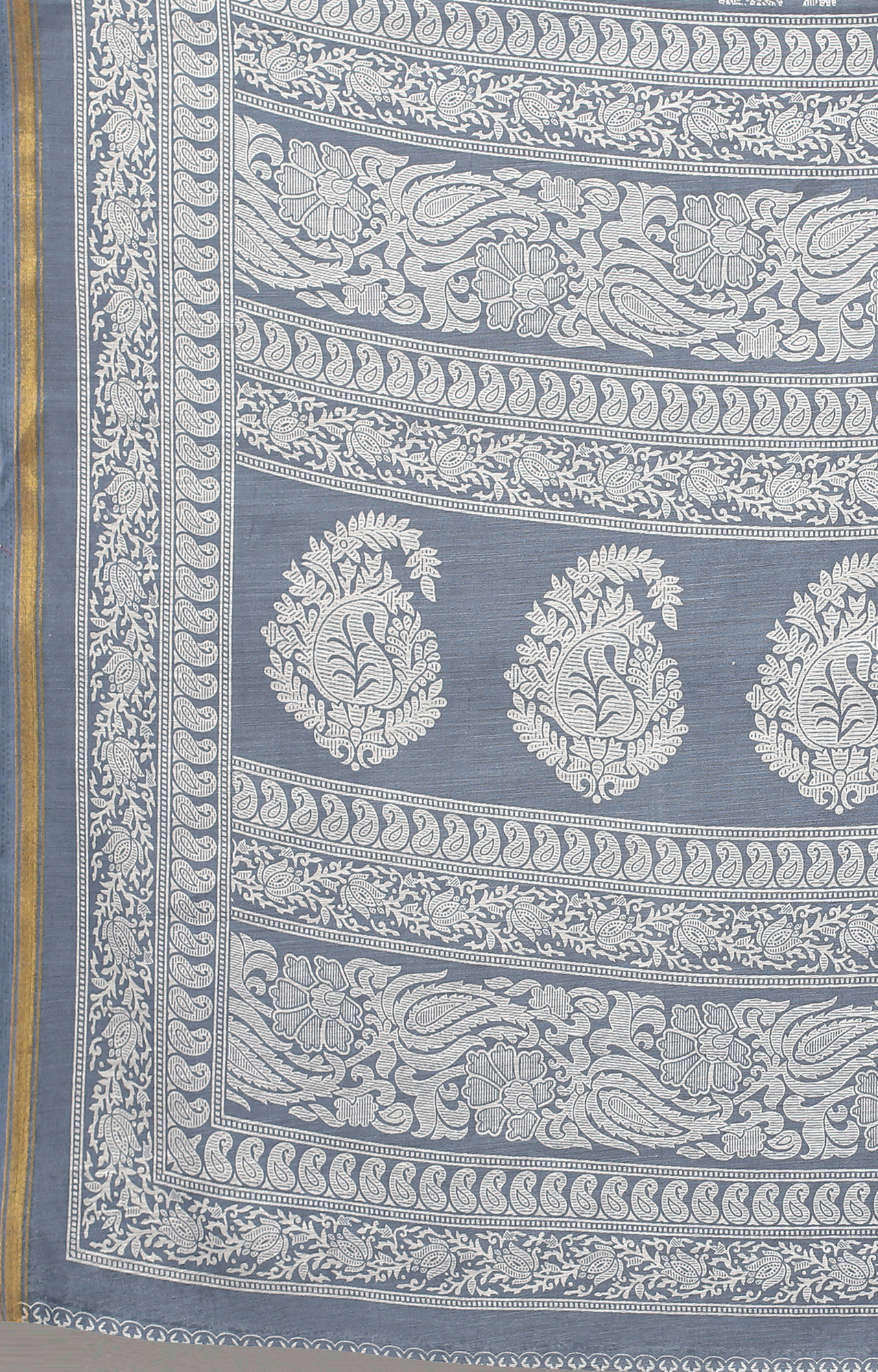 Women Grey Batick Block Print Casual Wear Saree-HAL21CTN00036GREY