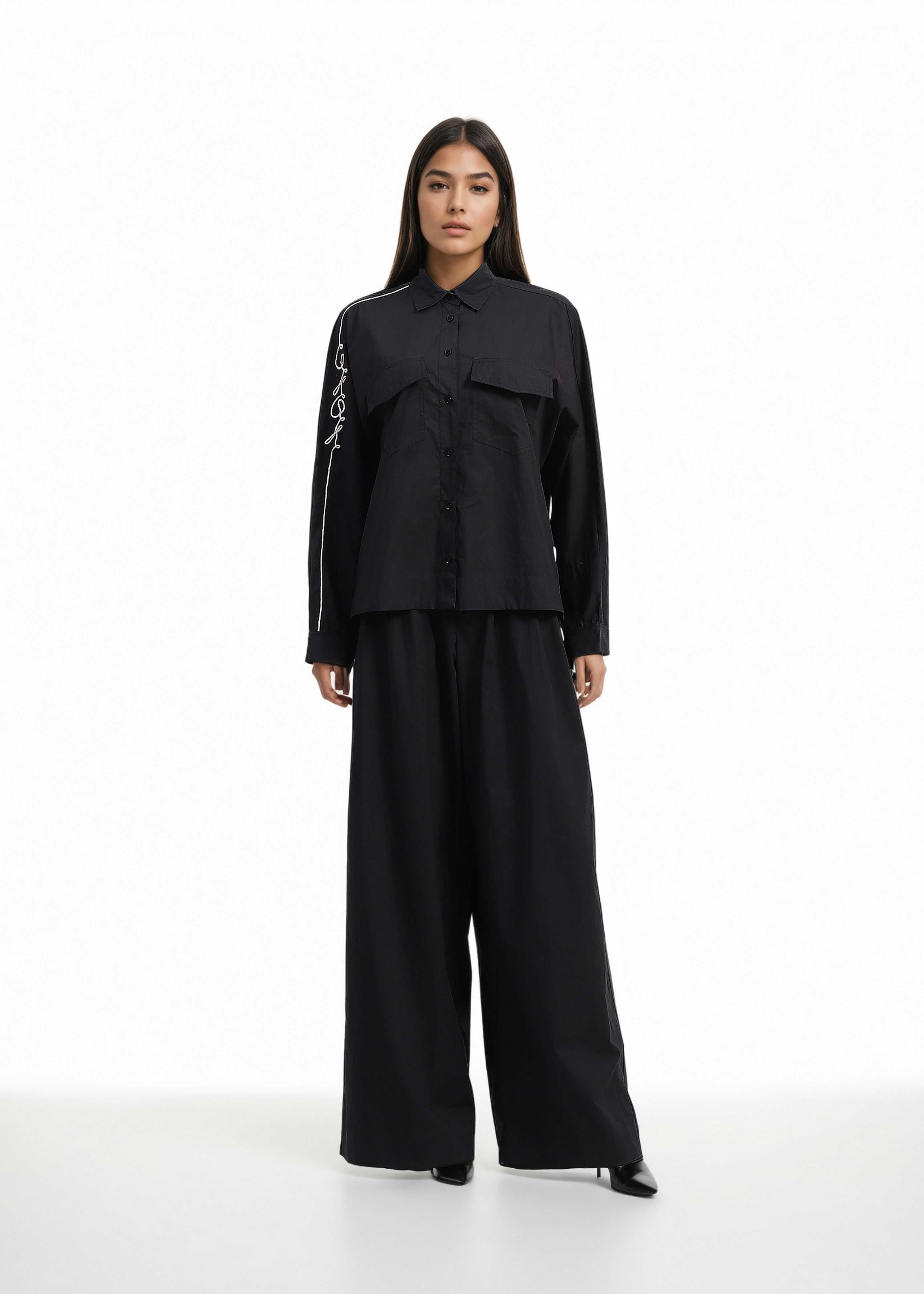 AKOK Black Cotton Shirt and Trouser Co-ords