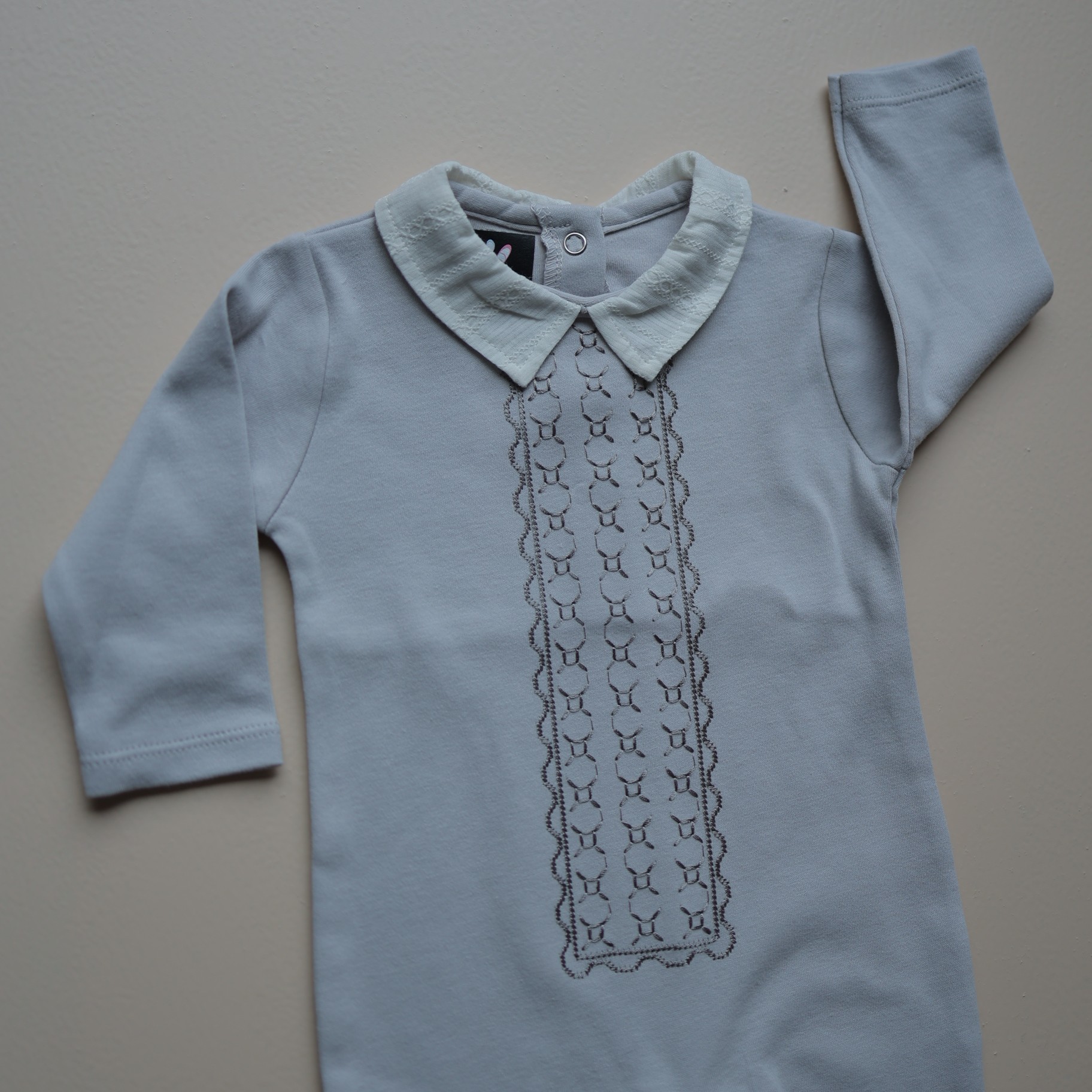 Light Grey Classic Collar Romper