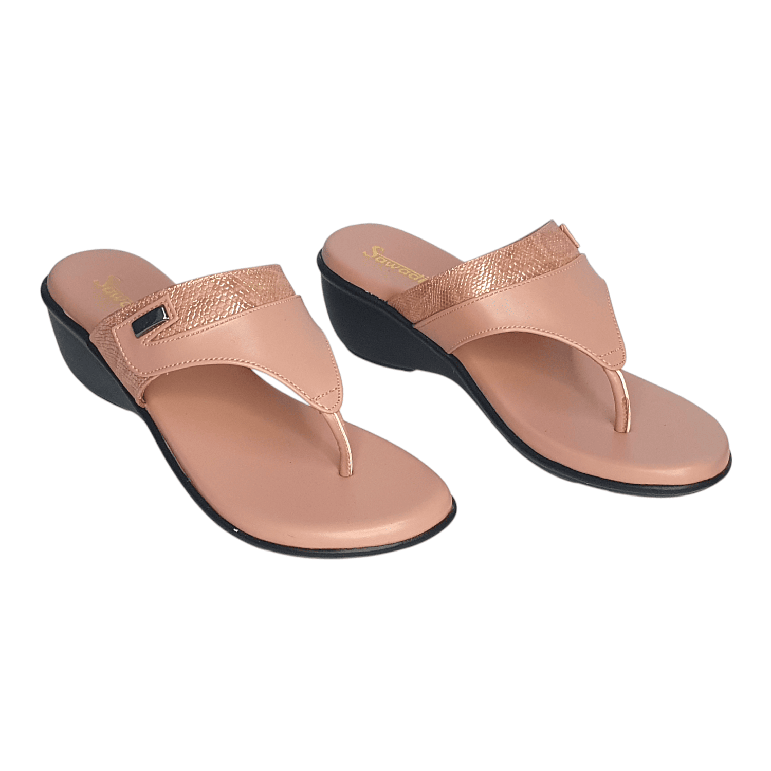Sawadi Women’s Ethnic Wedge Heel Toe-Ring Sandals with Textured Strap
