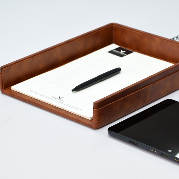 A4 Paper Tray / Letter Tray | Faux Leather | Classic | Tan