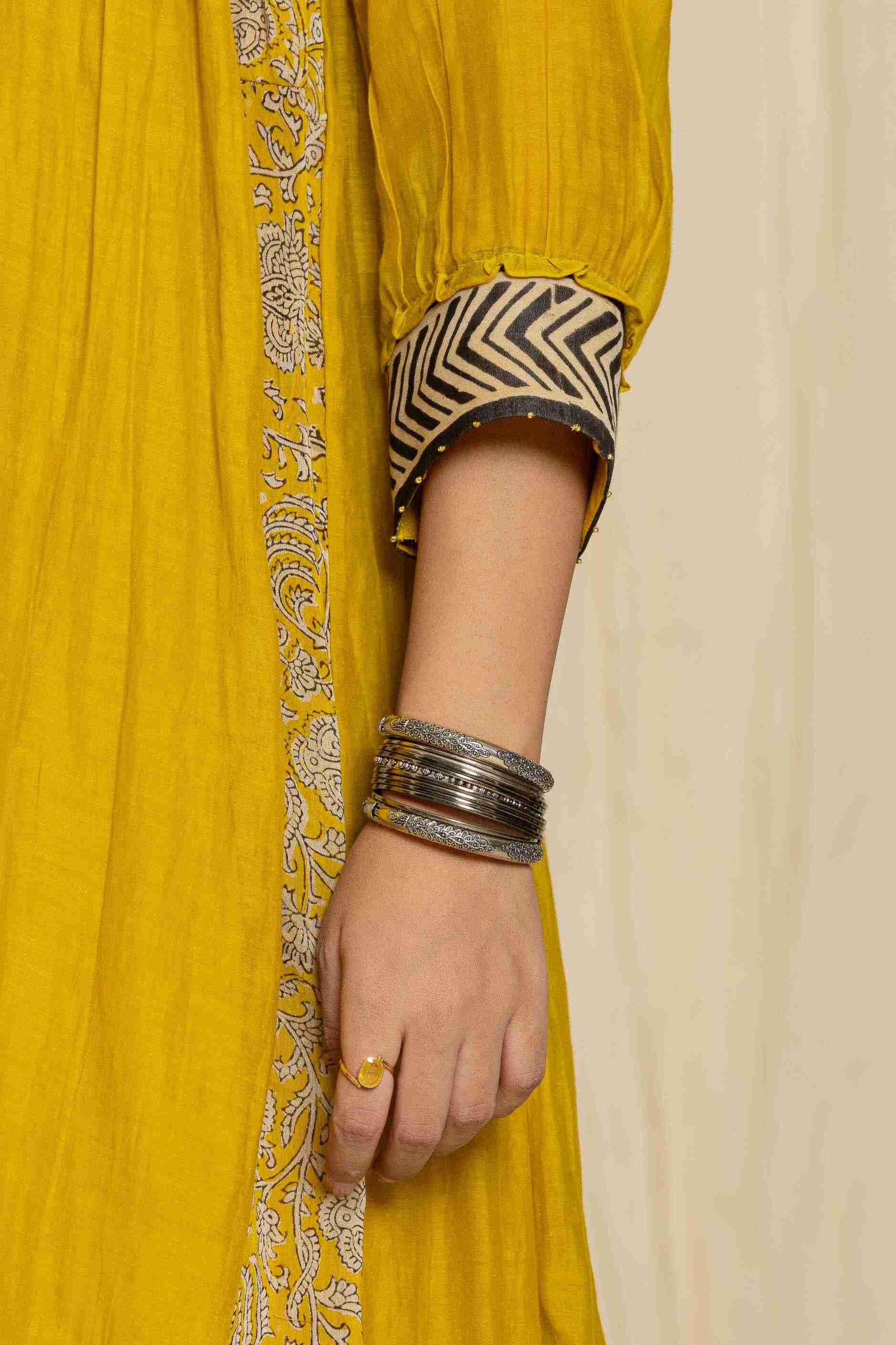 Yellow chanderi kurta with sharara