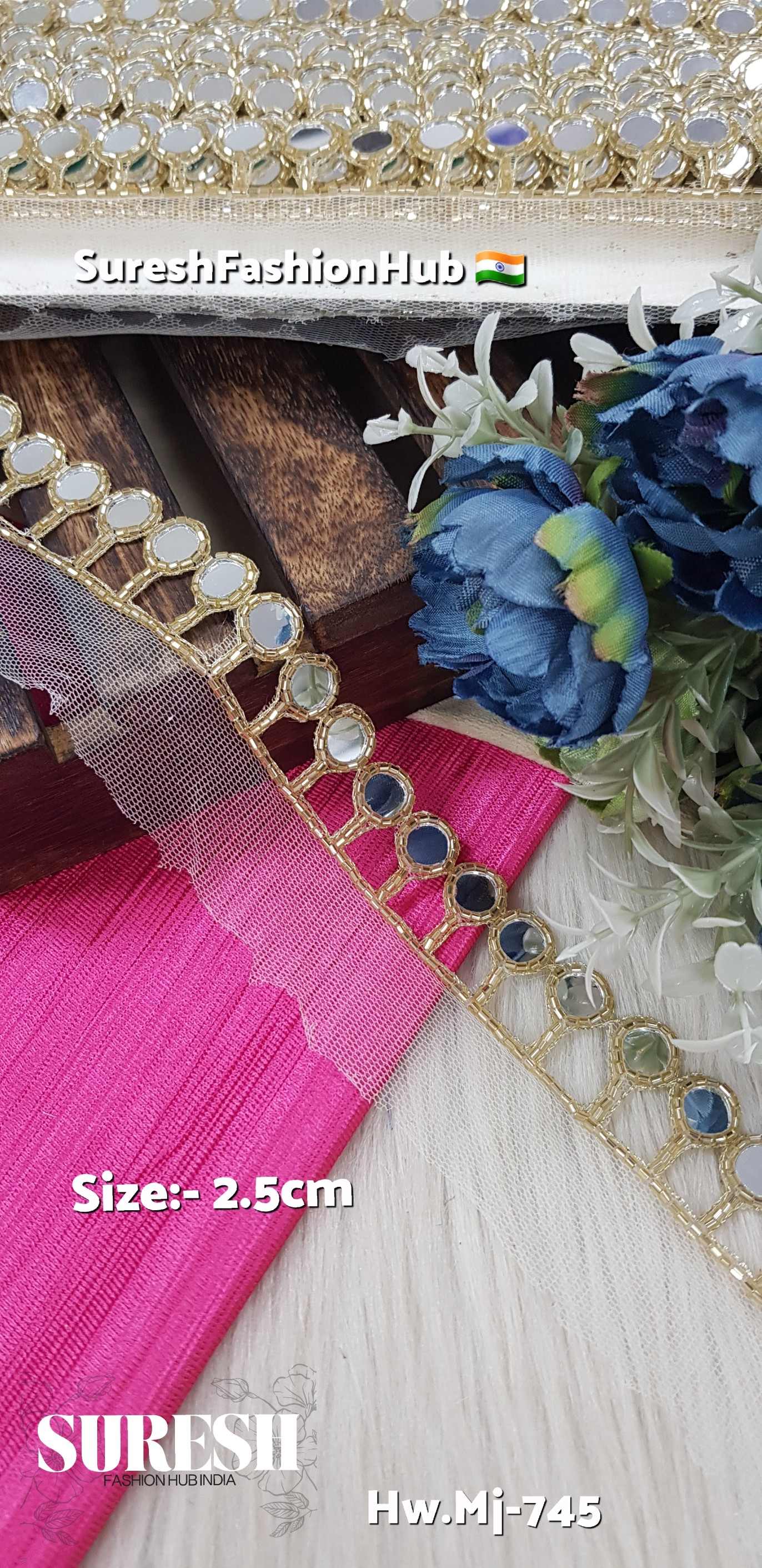Mirror &  Gold  Cutdana Fringe Handmade Lace