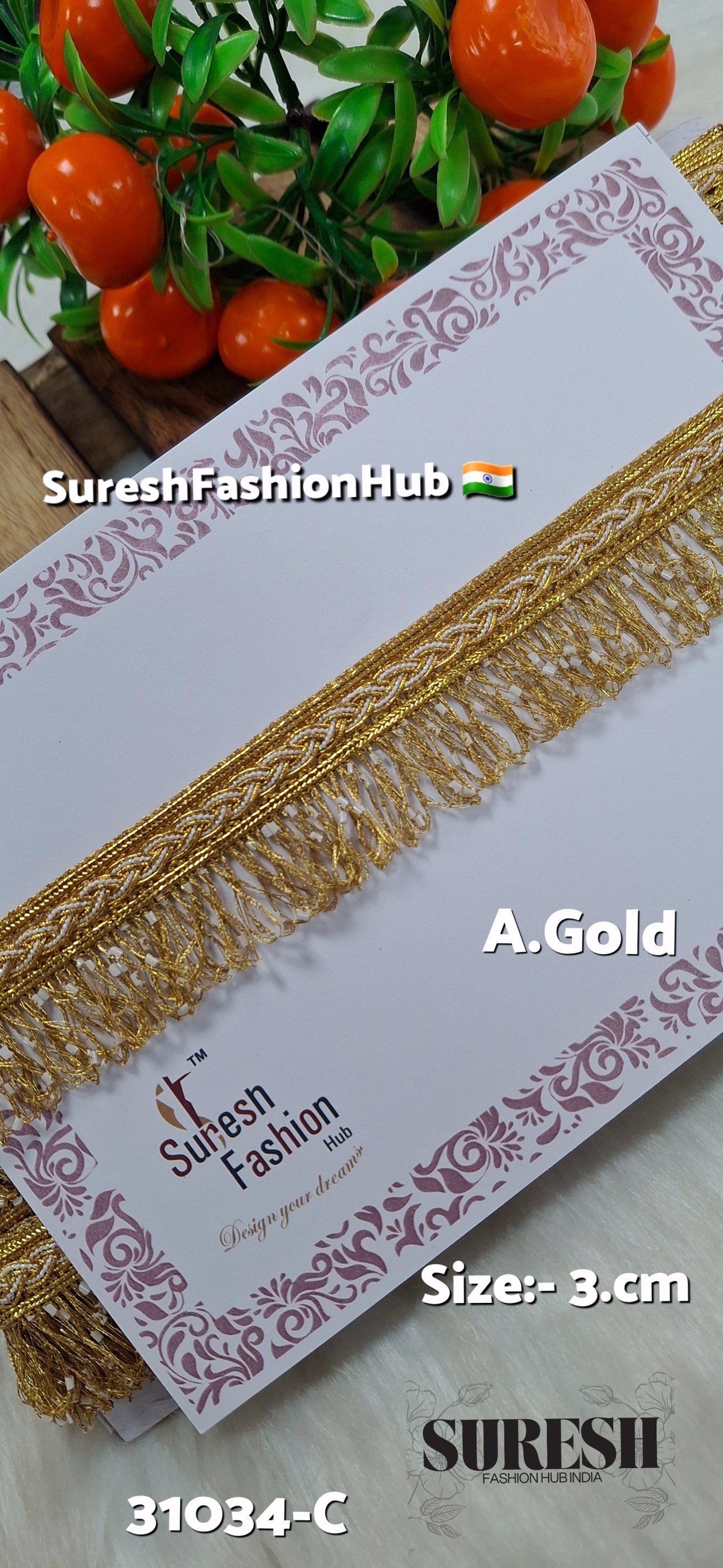 Ant Gold Jhalar Beaded Fringe Lace – 31034-C