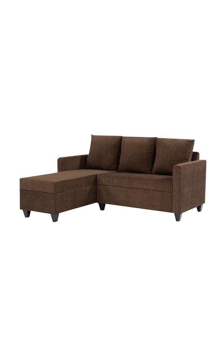 neudot Saya RHS Sectional Sofa for Living Room |4 Person Sofa| Premium Fabric with Cushioned Armrest | 12 Months Warranty| Solid Wood Frame| 4 Seater in Saya Brown Color DIY(Do-It-Yourself)