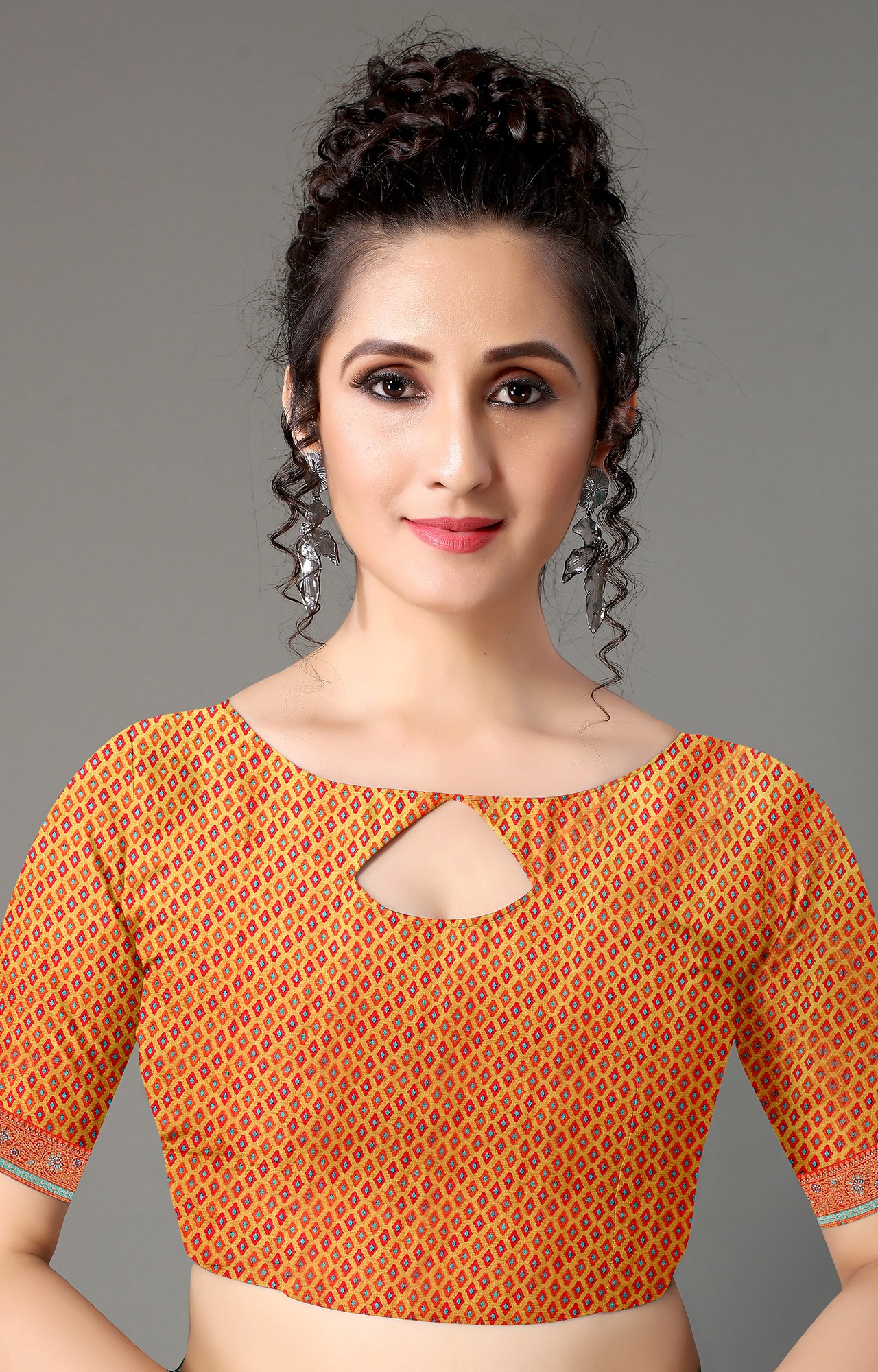 Women Orange Chiffon Printed Saree-S_L21SHUBHLABH31002SSR01
