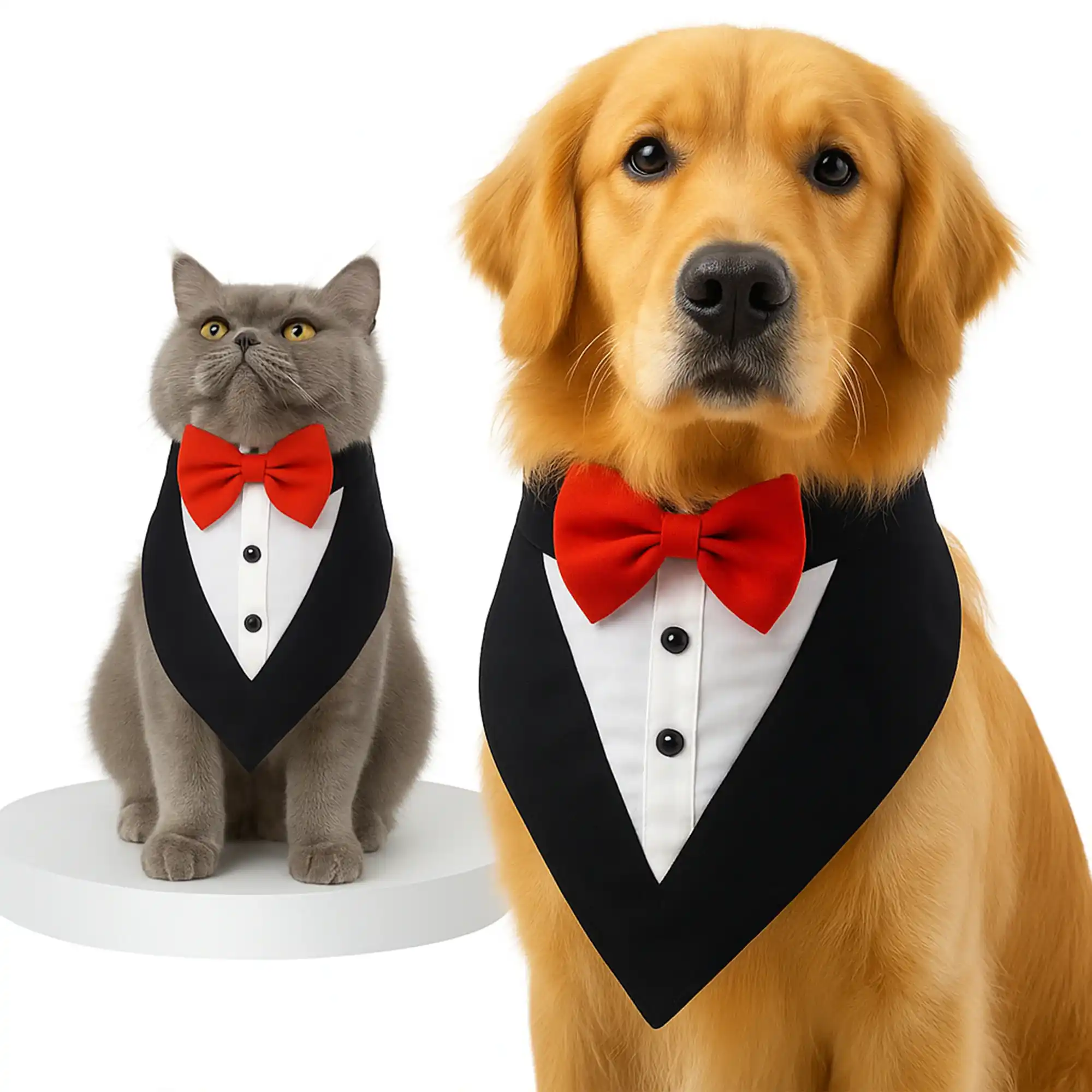 PawsIndia Black & White Tuxedo Suit, Red Carpet Ready