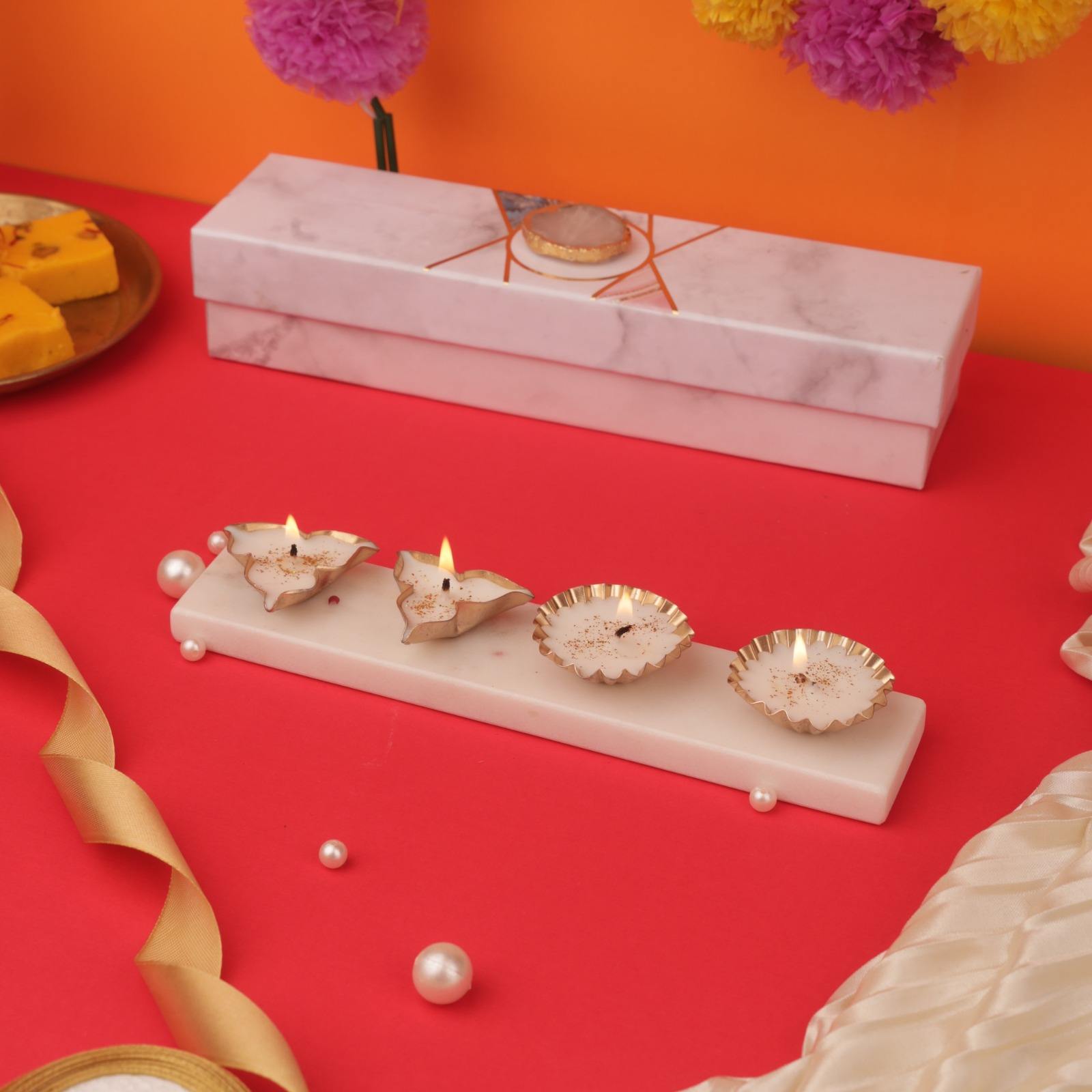 Marble Base With Metal Votive candles