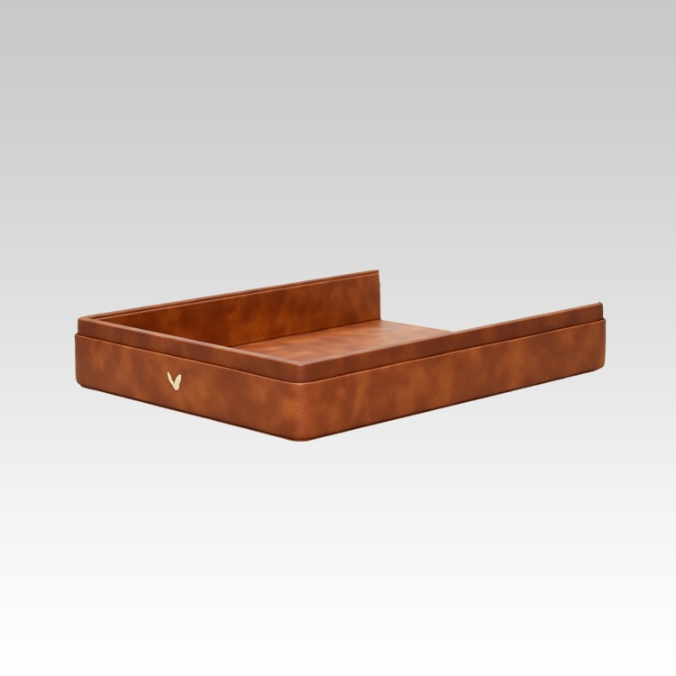 A4 Paper Tray / Letter Tray | Faux Leather | Classic | Tan