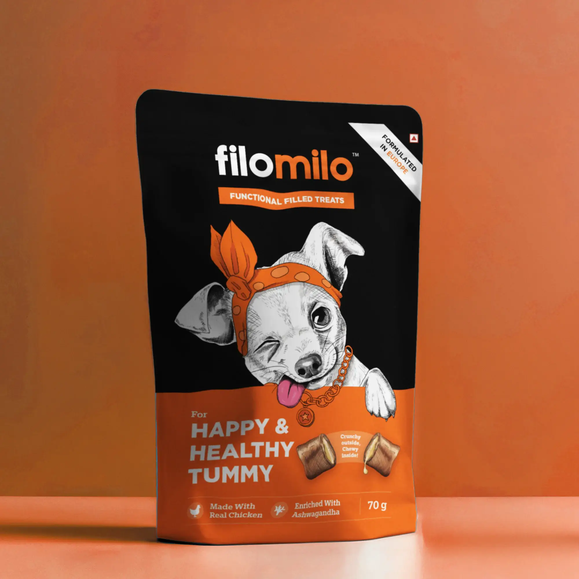 Filomilo Functional Filled Treats For Dogs (Happy & Healthy Tummy), 70g