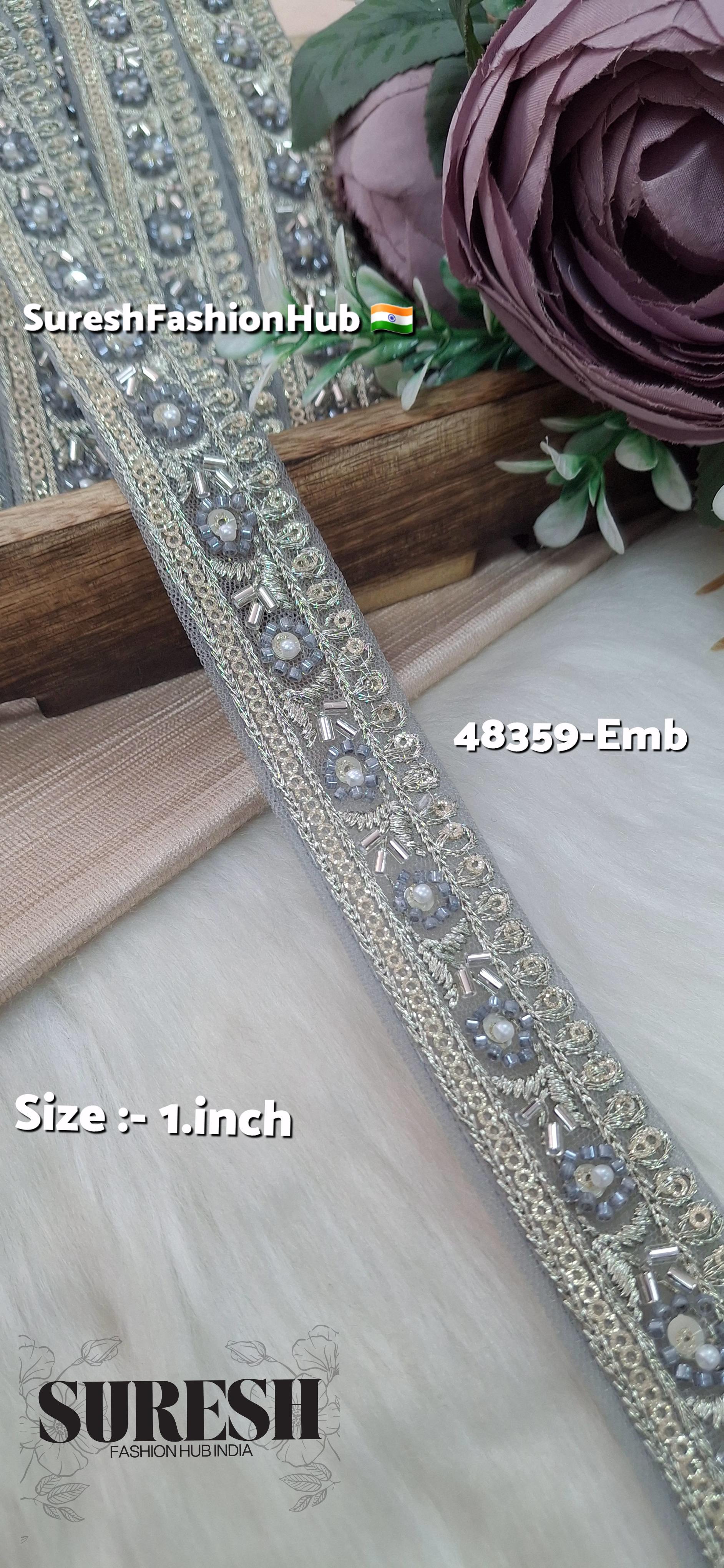 Beaded Floral Charm Net Embroidered Lace