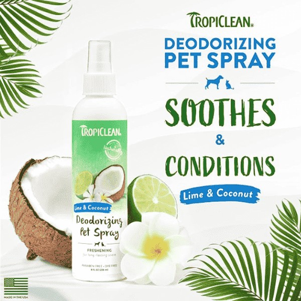 TropiClean Lime & Coconut Deodorizing Pet Spray – 236 ml