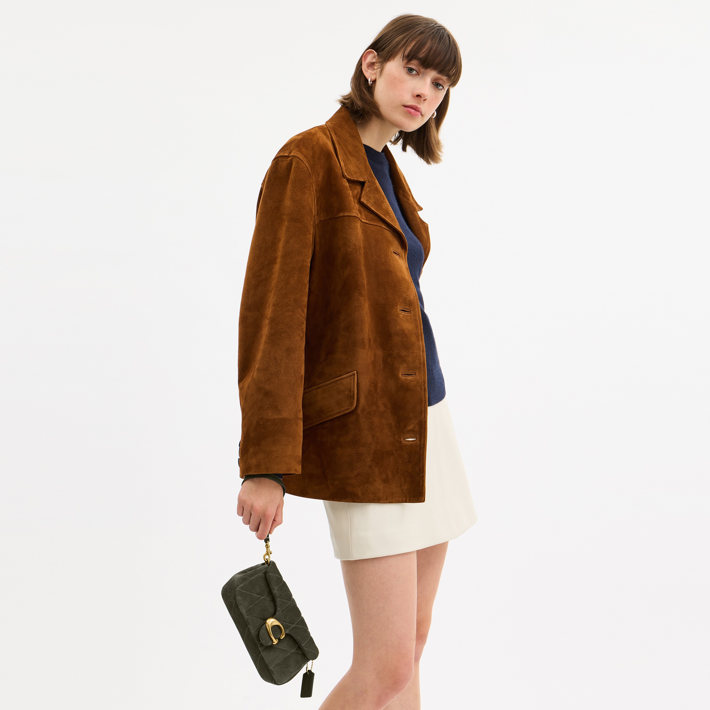 Quilted Suede Tabby Chain Crossbody 19