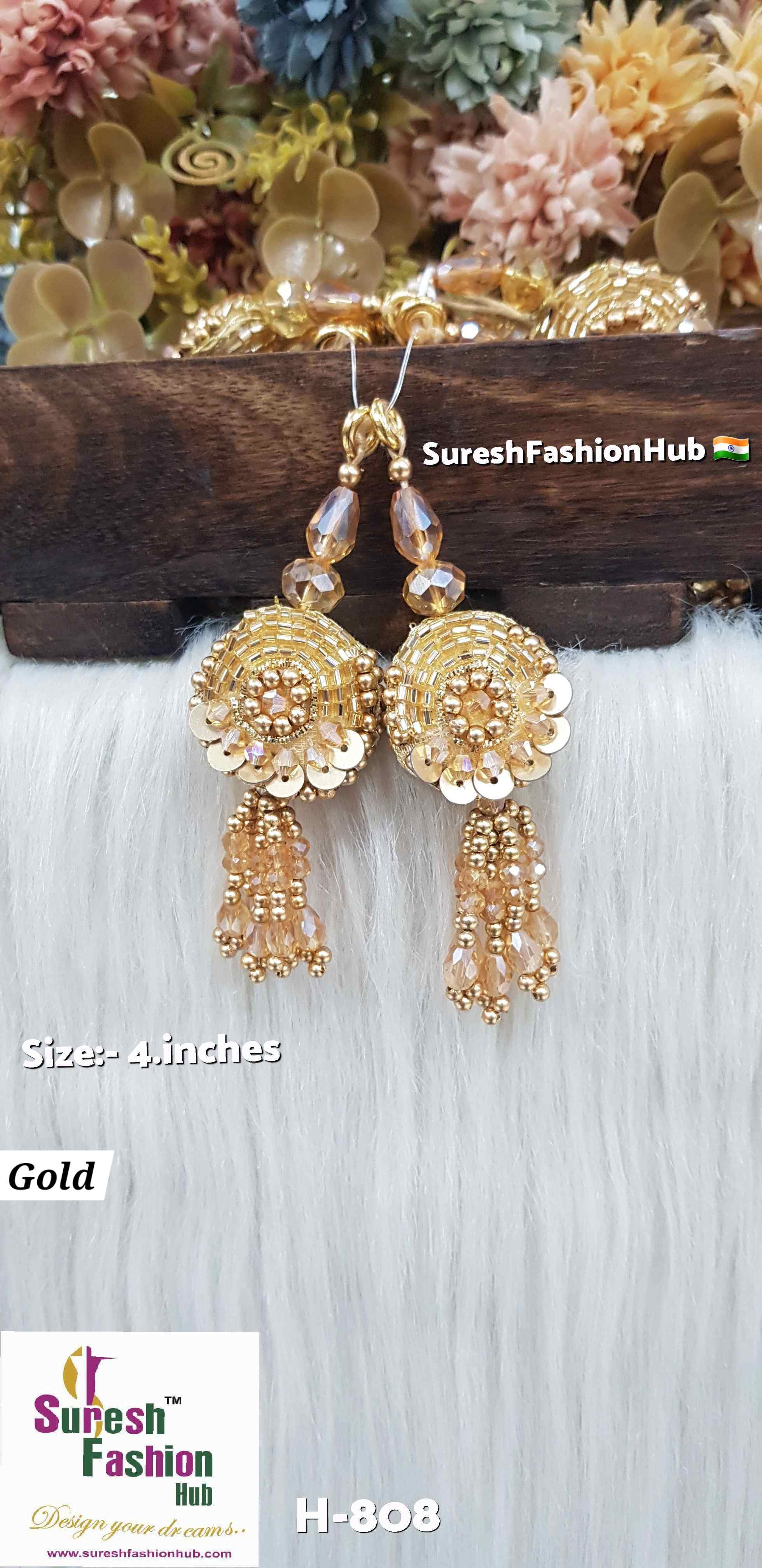 Gold Floral Crystal Tassel