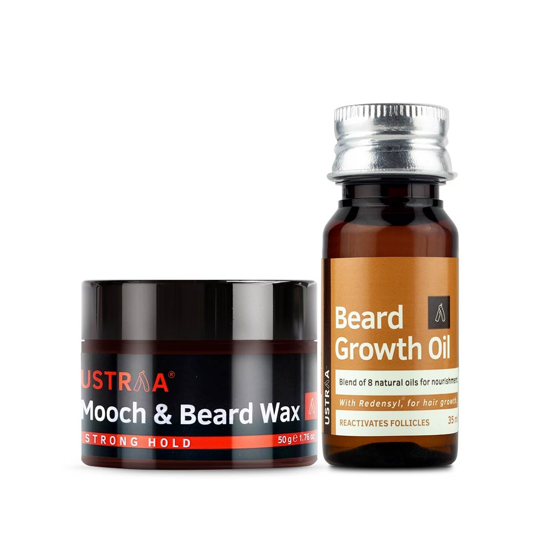 Ustraa | Ustraa Beard growth Oil 35 ml & Mooch And Beard Wax 50g 0