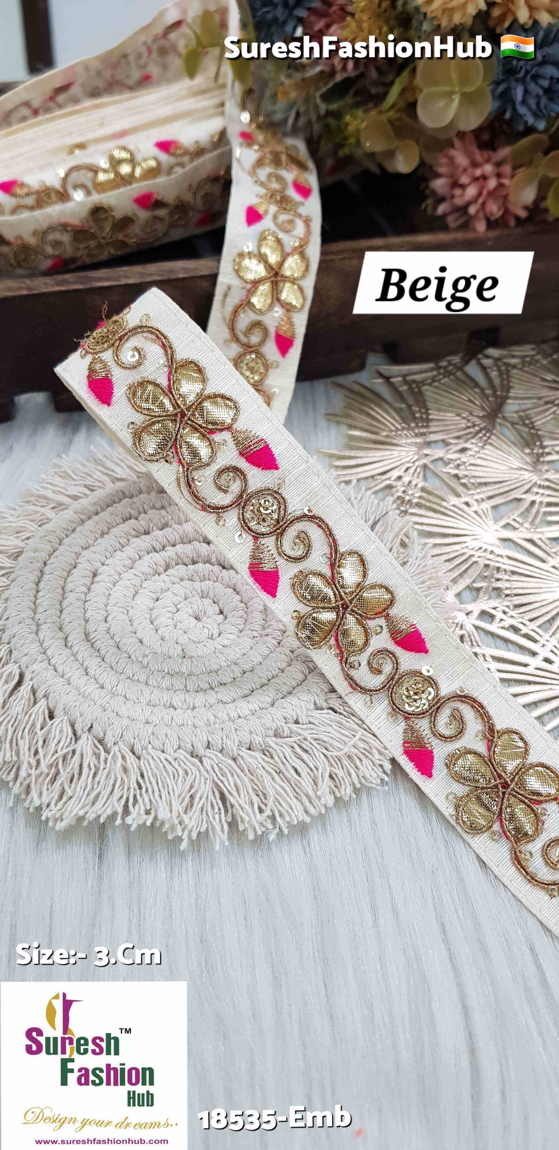 Floral Gota Delight Embroidery Beige