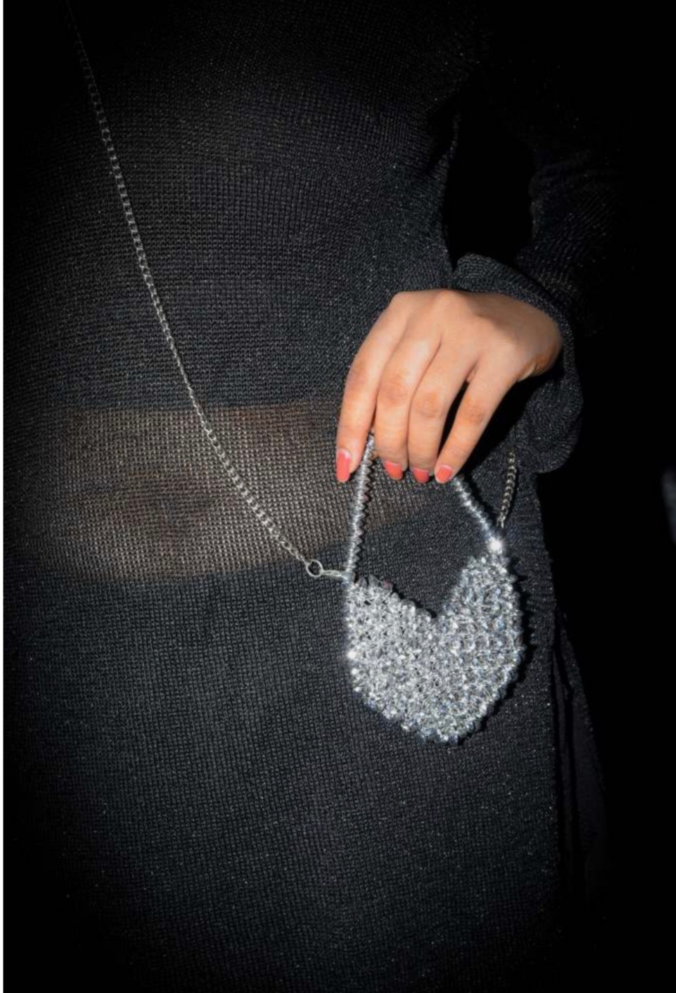 Mini silver heart bag