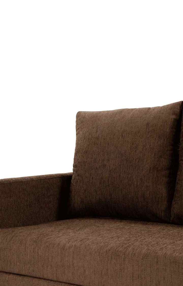 NEUDOT Saya Sofa for Living Room |3 Persons Sofa|Premium Fabric with Cushioned Armrest | Solid Wood Frame|3 Seater in Saya Brown Color