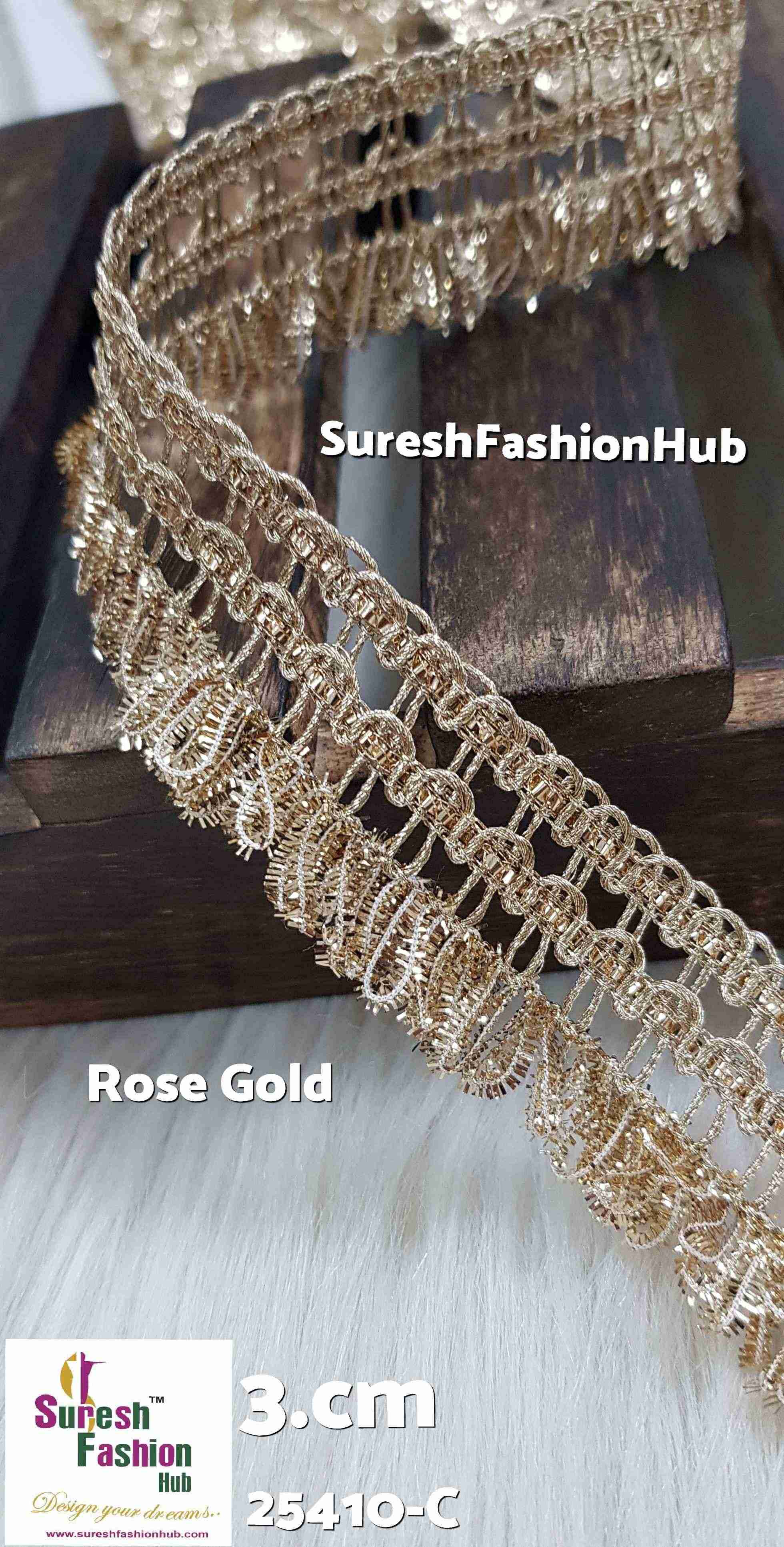Blushing Rose Jhalar Machine Lace