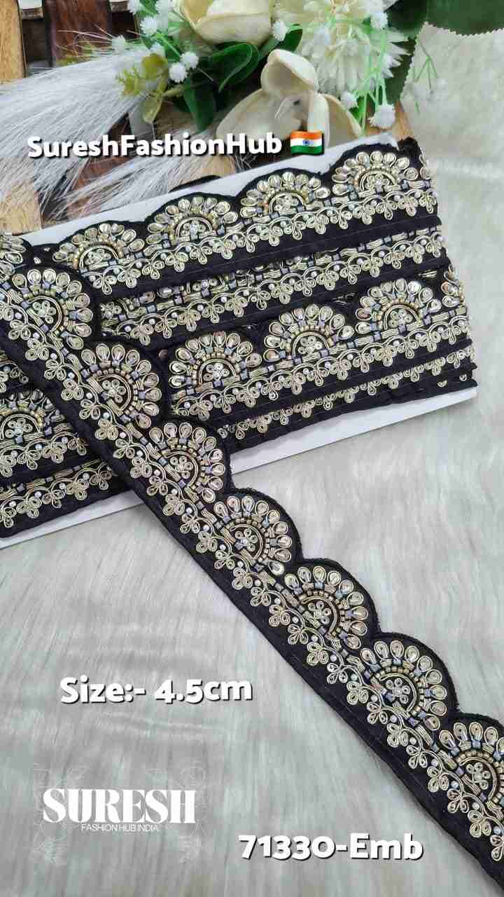 Black Tone-on-Tone Scallop Embroidery Lace – 71330-Emb