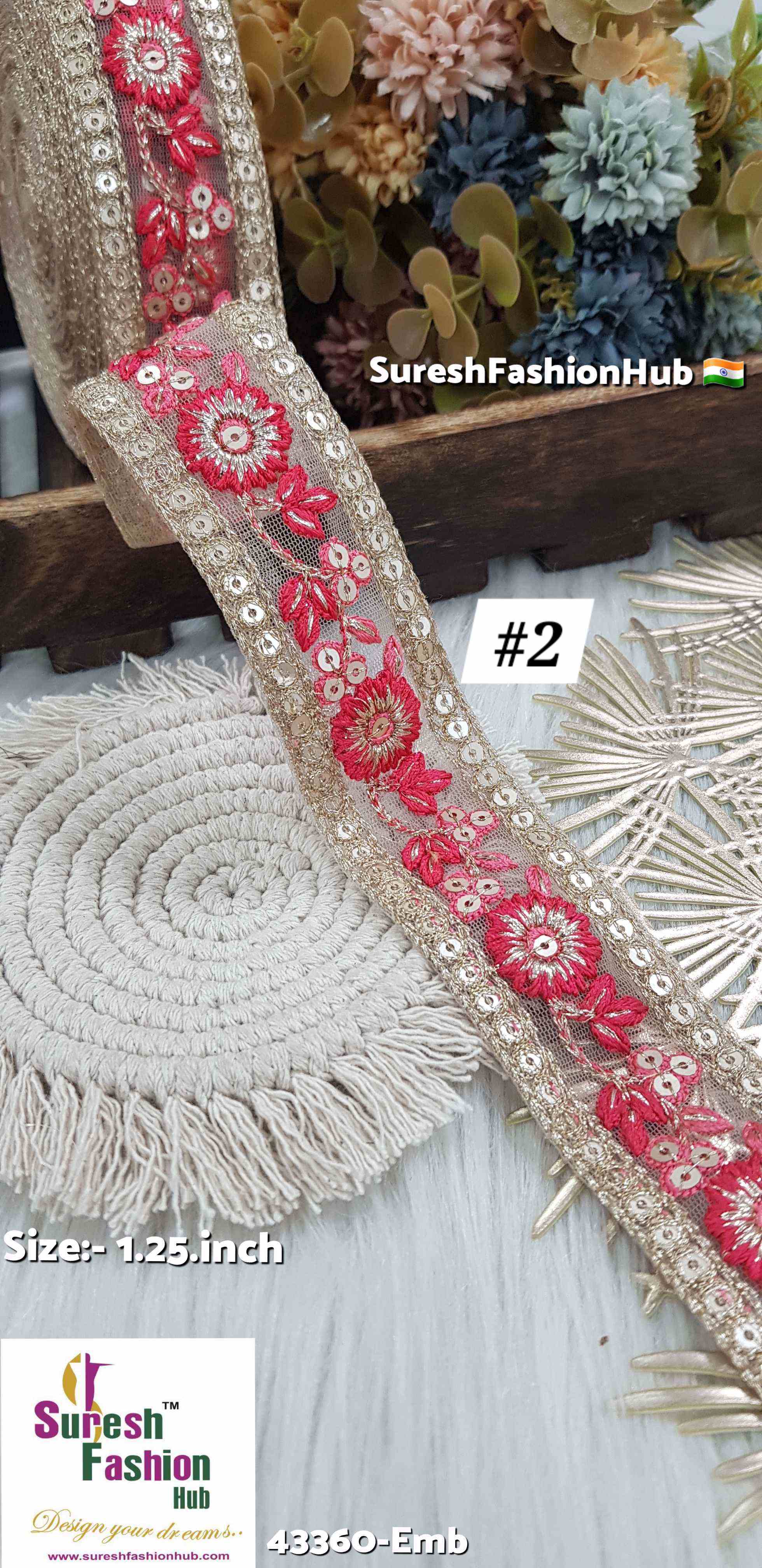 Multicolor Floral Embroidery Border