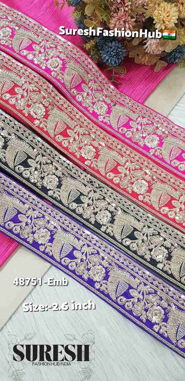 Rani Royal Ship Floral Chappat Border – 48751-Emb