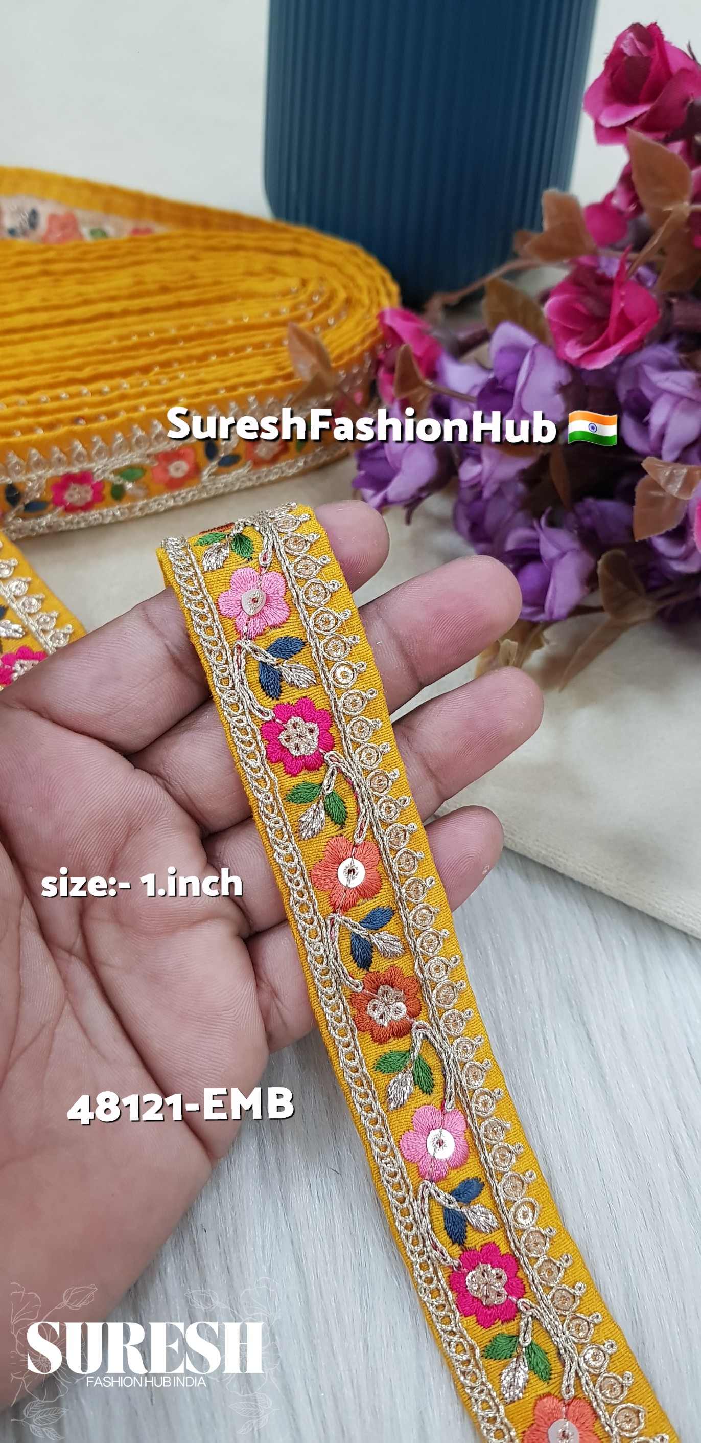 Sabyasachi Inspired Sunshine Yellow Mini Floral Lace – 48121