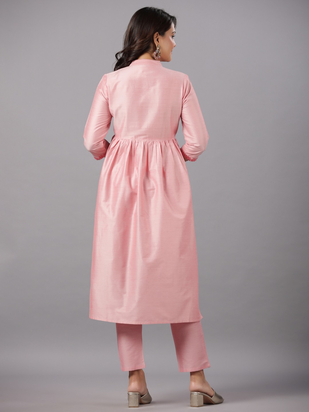 Pst Embroidery Gathered Kurta With Solid Pant