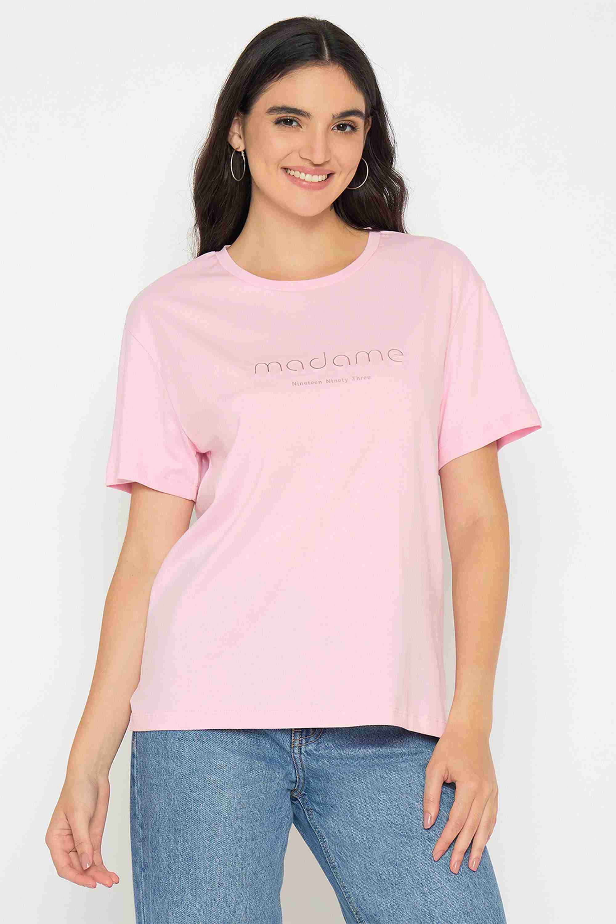 Typographic Cotton Round Neck Women's T-Shirt