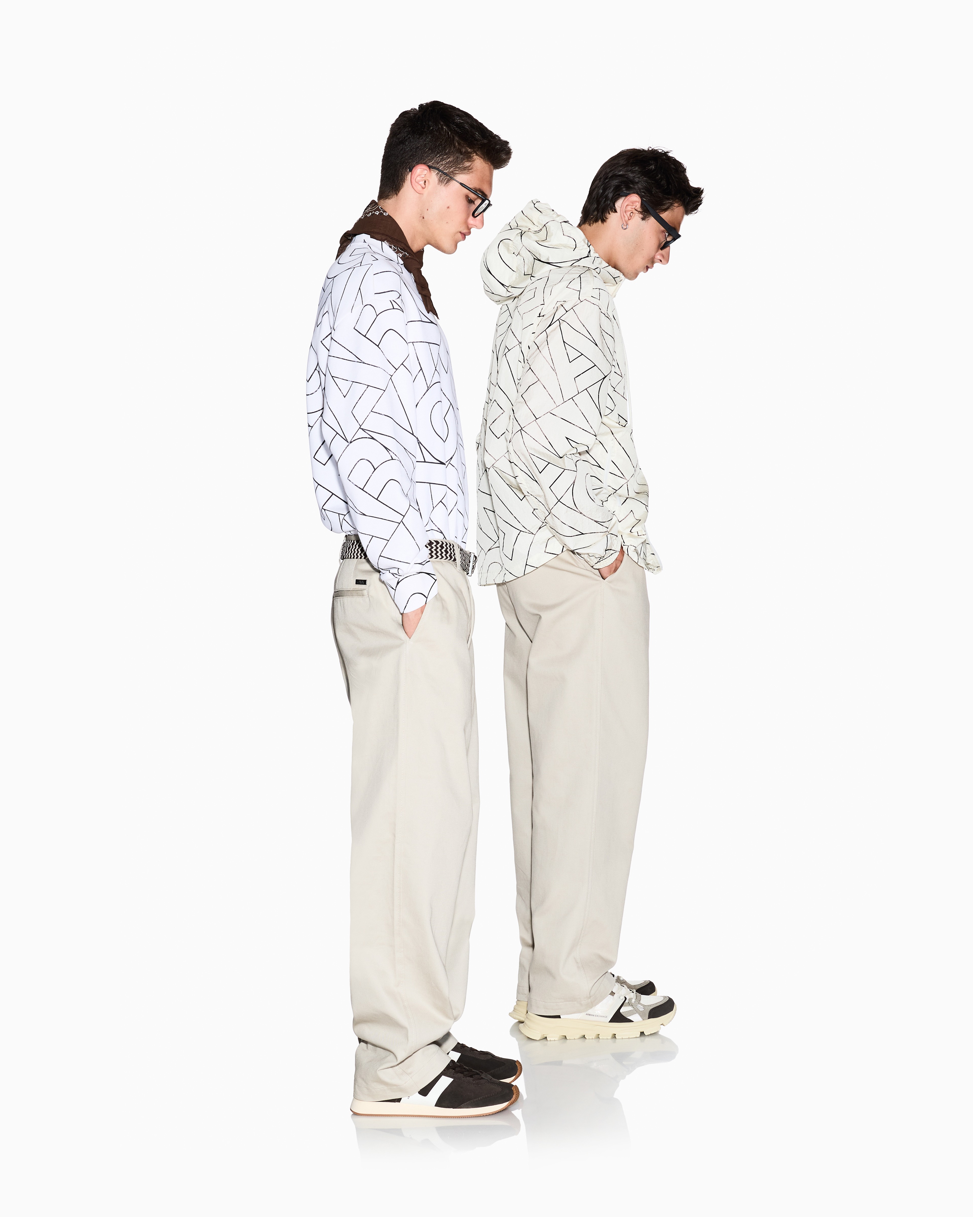 Regular Fit All Over Logo Cotton Crewneck Sweatshirt