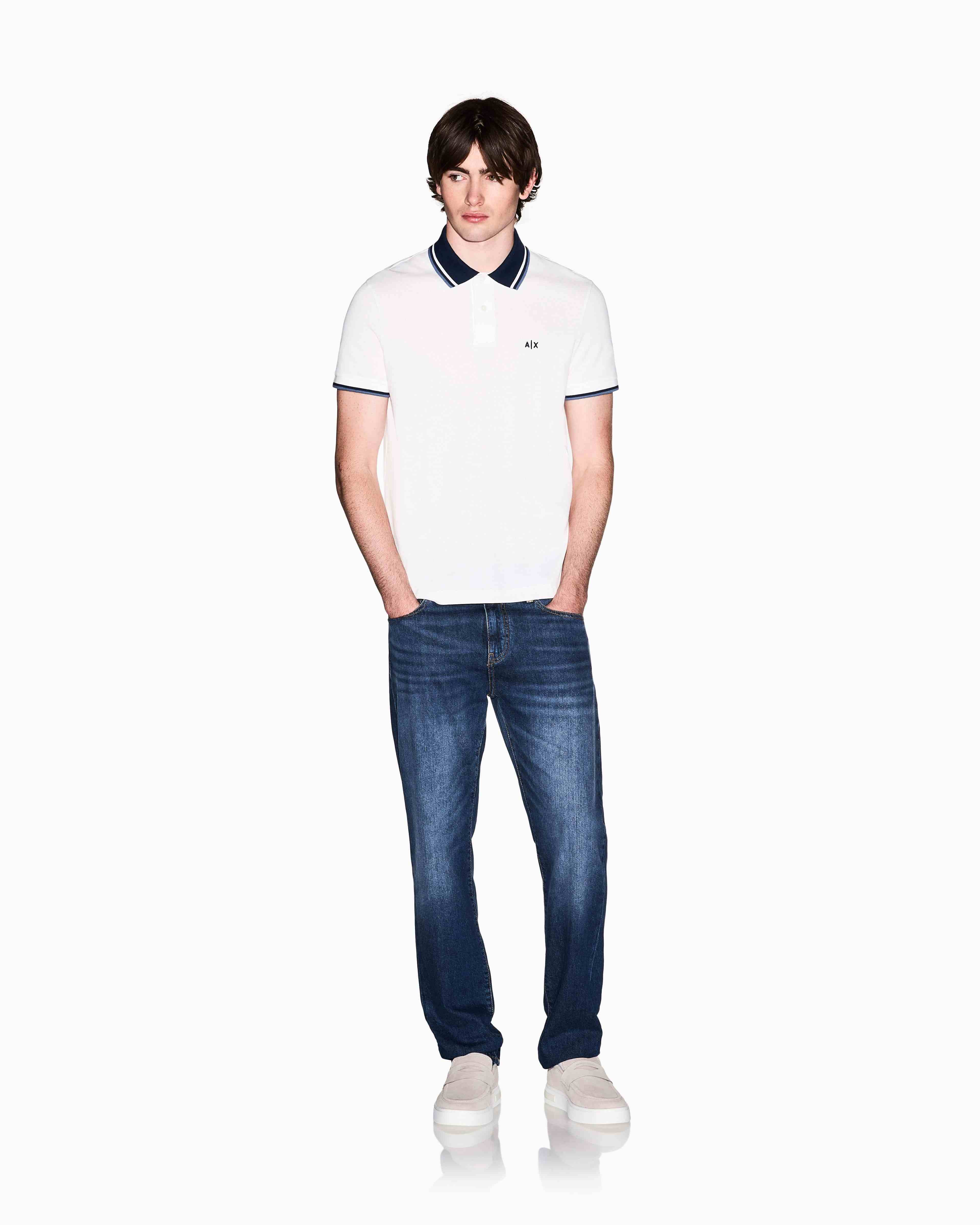 Regular Fit Cotton Polo Shirt With Contrast Collar Branding