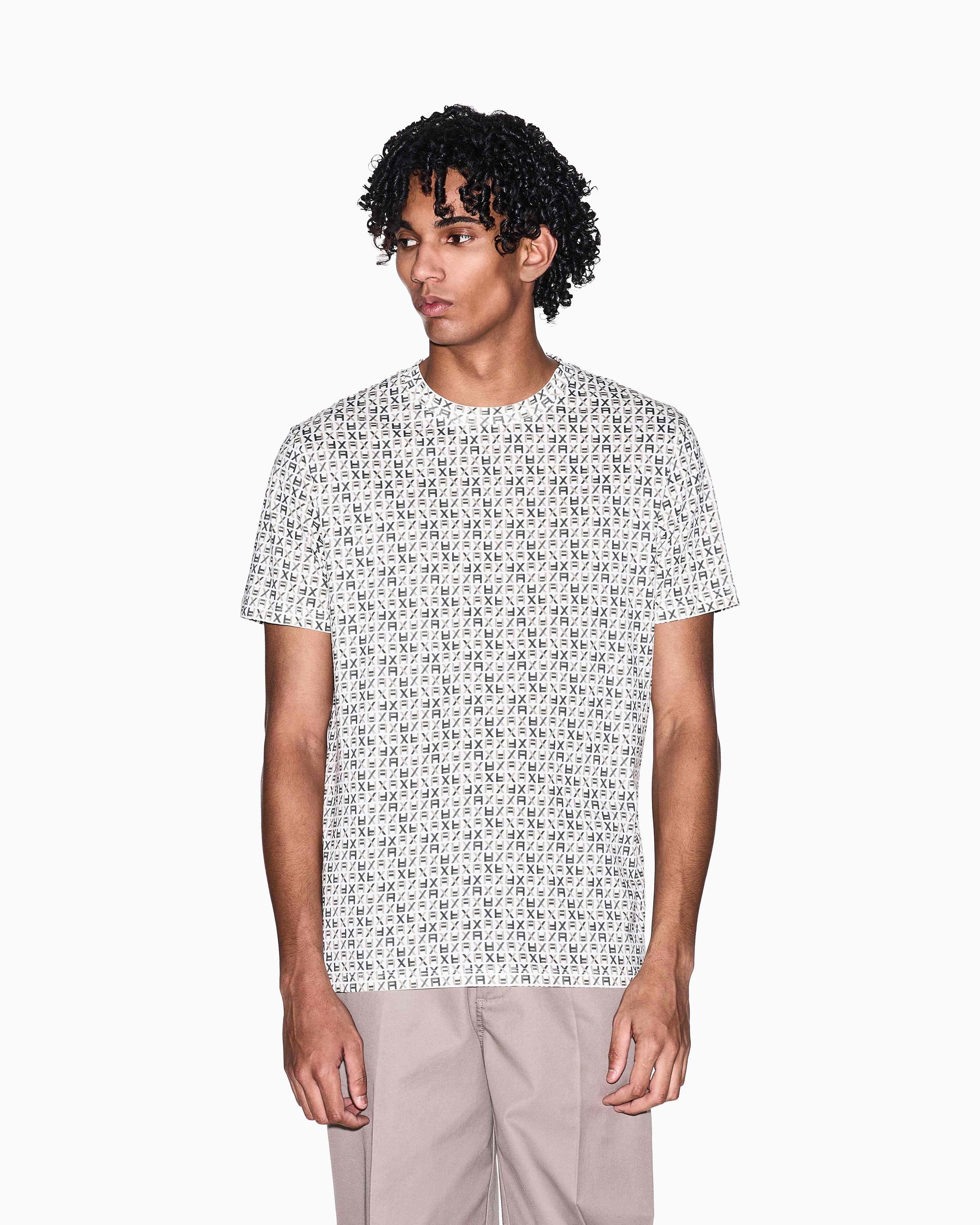 Regular Fit All Over Logo Cotton Crewneck T-Shirt