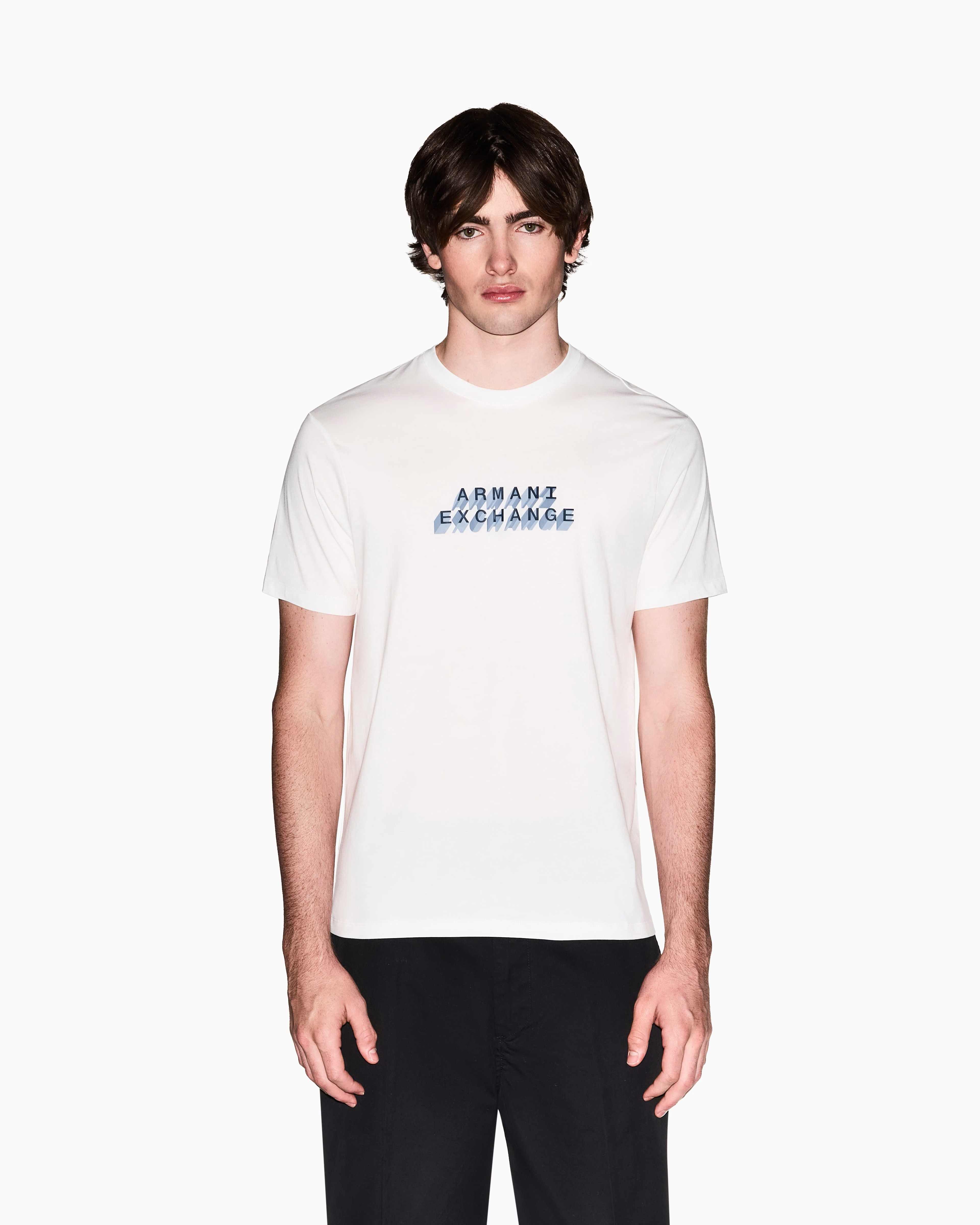 Slim Fit Cotton Crewneck T-Shirt With Central Chest Branding