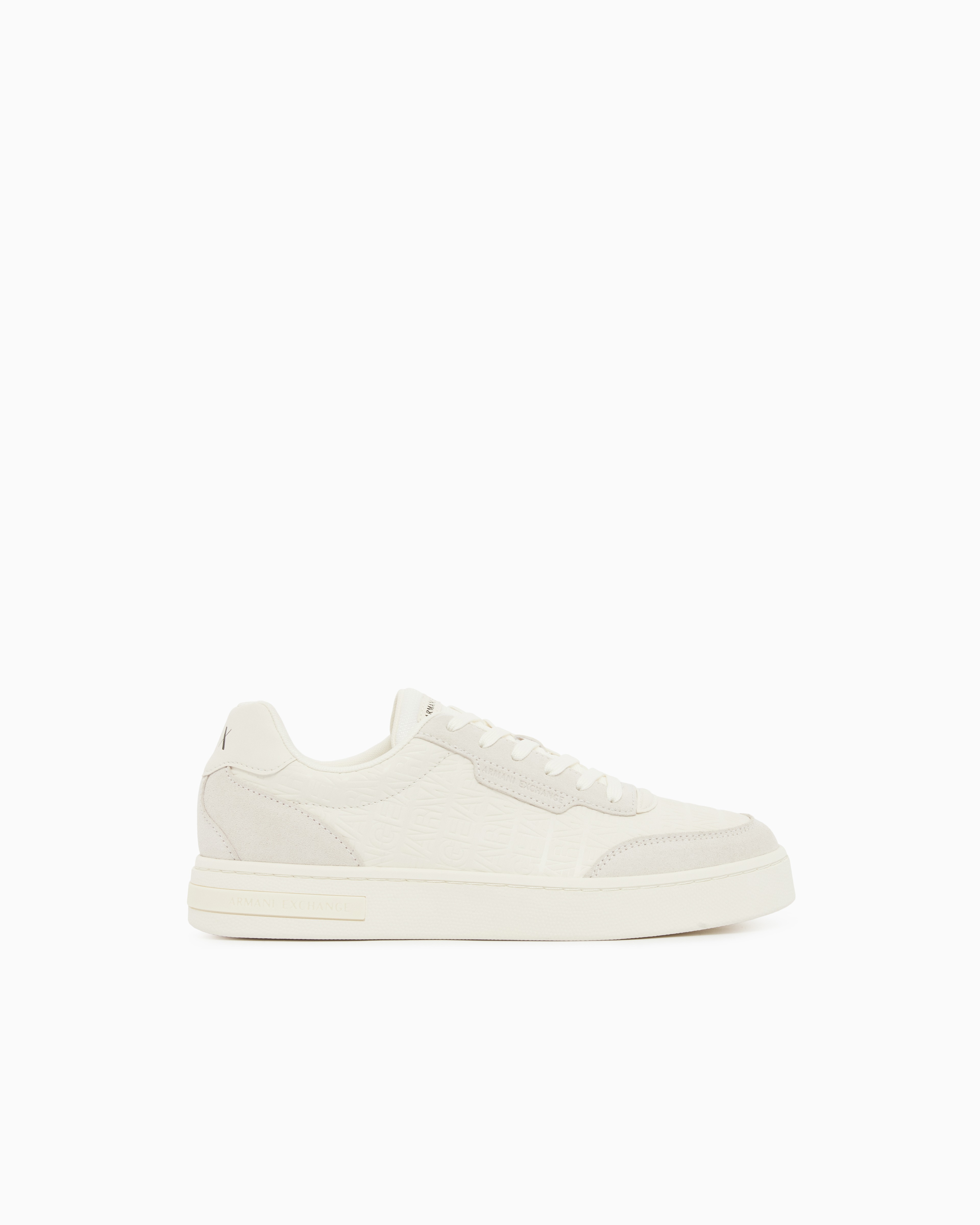 Round Toe All Over Logo Sneakers With Suede Inserts