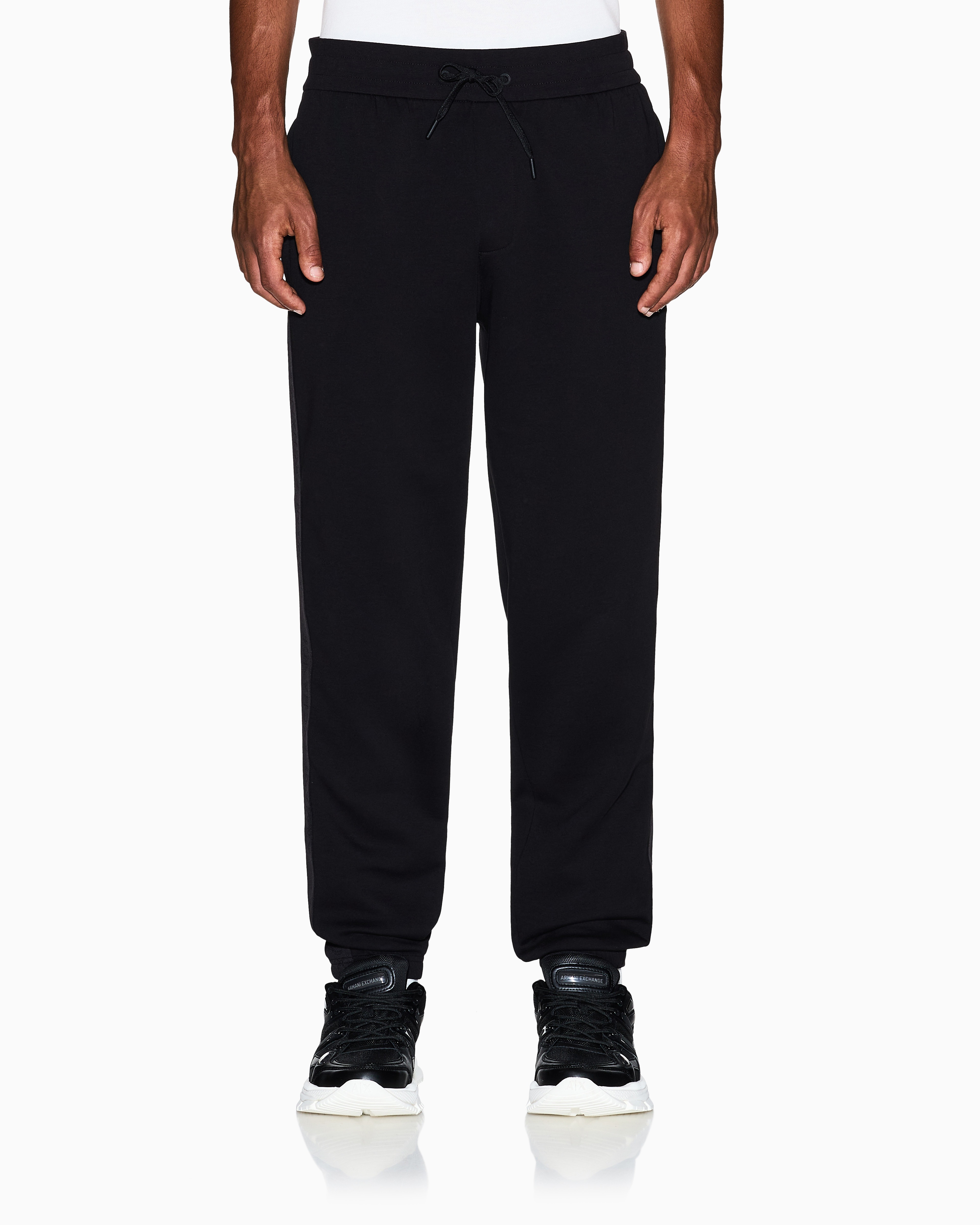 Regular Fit Cotton Joggers With Elasticated Waistband And Monochromatic Logo Tape