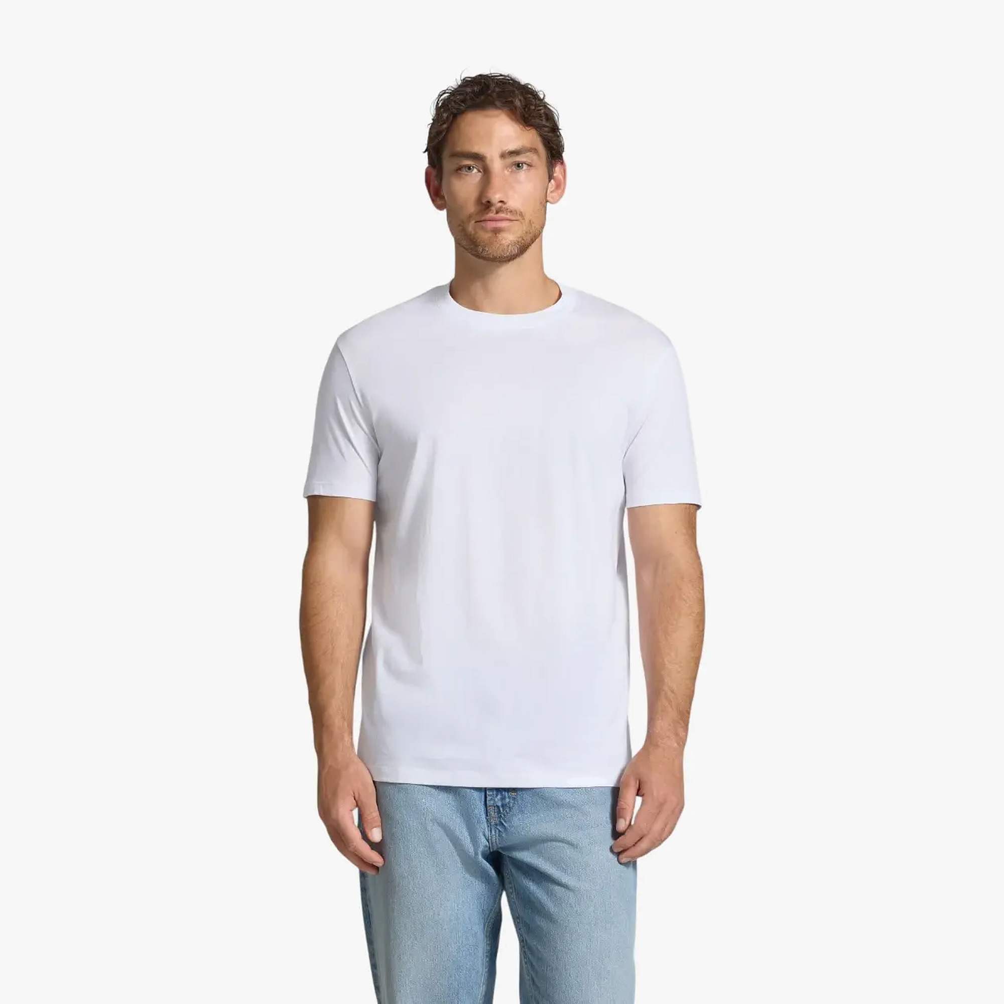 Regular Fit Cotton Crewneck T-Shirt With Inseam Logo Tab