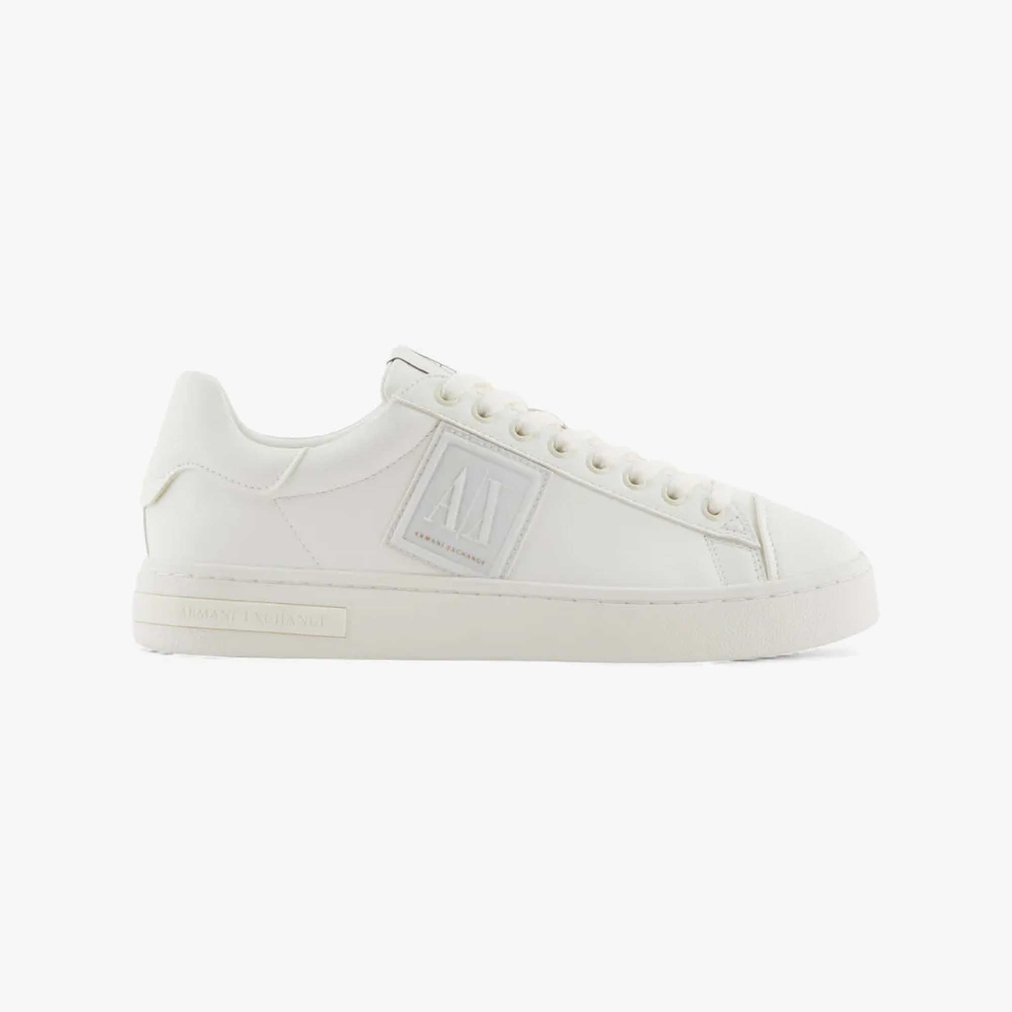 Round Rubber Toe Lace Up Sneakers With Tone-On-Tone Logo Patch